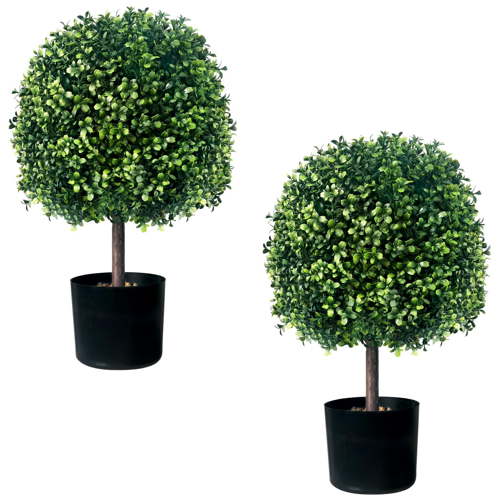 2 Pack Artificial Boxwood Topiary Plants - 22
