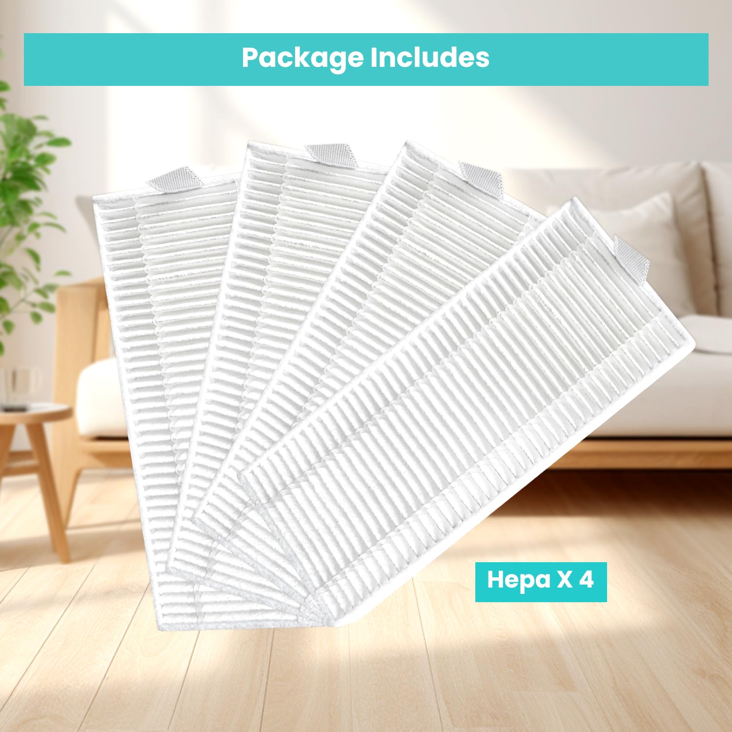Lefant M310 Robot Vacuum Cleaner 4-Pack HEPA Filter Replacement Accessories - Compatible with Lefant M310 Model - Perfect for Pet Hair, Allergies & Home Cleaning