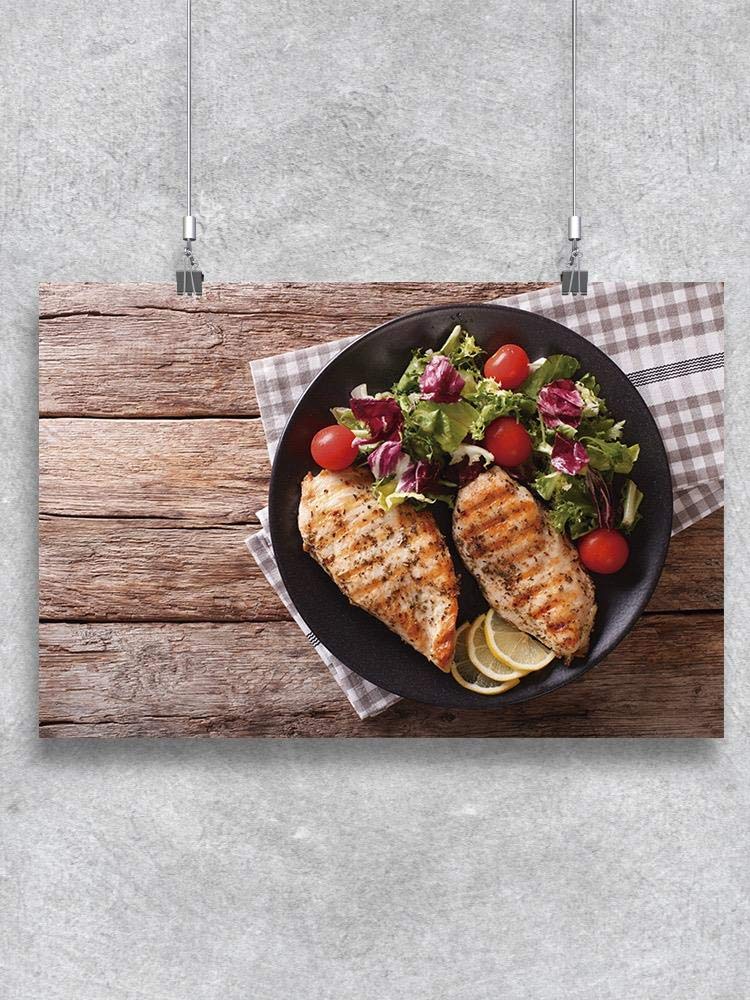 Smartprints Roasted Chicken Breast & Salad Poster - High-Quality Kitchen Wall Art for Healthy Eating & Meal Prep Inspiration