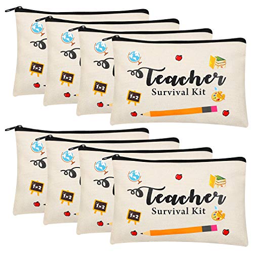 8-Piece Teacher Appreciation Gift Set - Makeup Pouch, Cosmetic Bag, Travel Toiletry Case & Zippered Pencil Pouch - Perfect for Preschool & High School Teachers (Set 2) - Great for Classroom Supplies, Travel Essentials & Daily Organization