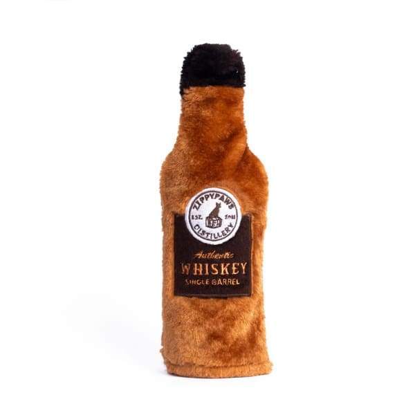 ZippyPaws Happy Hour Crusherz Whiskey Squeaky Dog Toy - Fun Interactive Plush Chew Toy for Small & Medium Dogs - Perfect for Playtime, Training & Cuddling