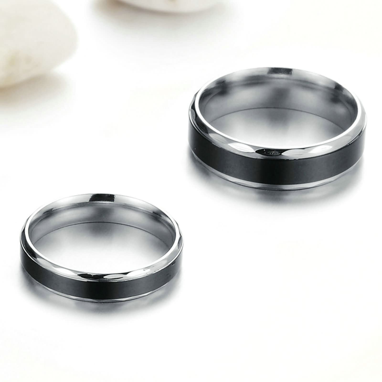 Knsam 2-Piece Stainless Steel Couple Rings Set - Matching Wedding Bands for Men & Women - Durable Black Finish - Perfect for Anniversaries, Engagements & Romantic Gifts