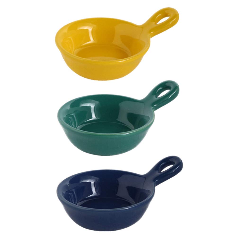 Hemoton 3-Piece Ceramic Appetizer Plates Set - Durable Small Dishes for Soy Sauce, Sushi, Snacks, Vegetables & Dipping Sauces - Perfect for Home Kitchen, Party Serving & BBQ Grill Accessories