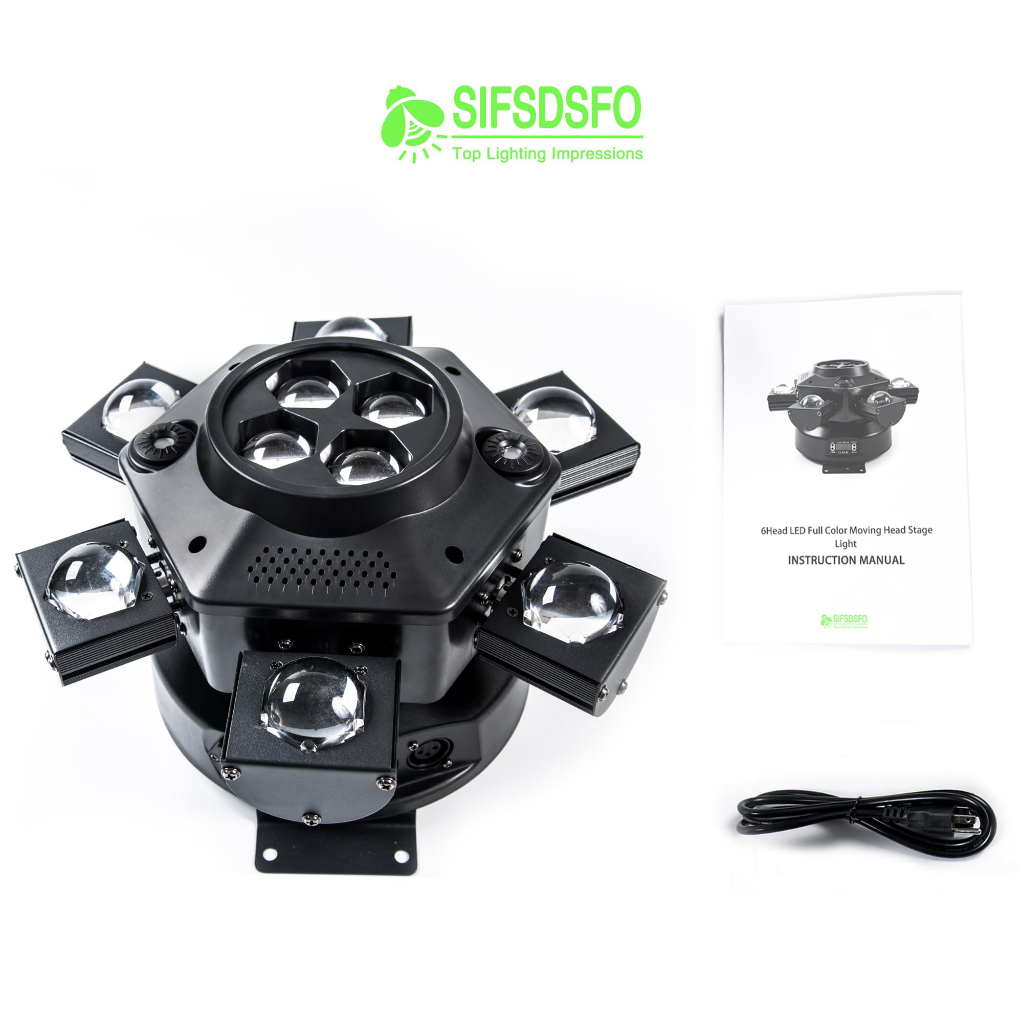 150W RGBW 4-in-1 Moving Head DJ Lights with 6 Arms - DMX512 & Sound Activated Rotating Stage Lights for Wedding, Live House, KTV, Bar & Club - Professional Disco Lighting for Dance Parties & Nightclub Events