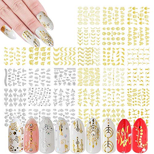 30 Sheets Mixed Colors & Patterns Nail Stickers - Glitter DIY Nail Art Decals for Manicure, Christmas Party, Gift Giving & Home Nail Salon Decorations