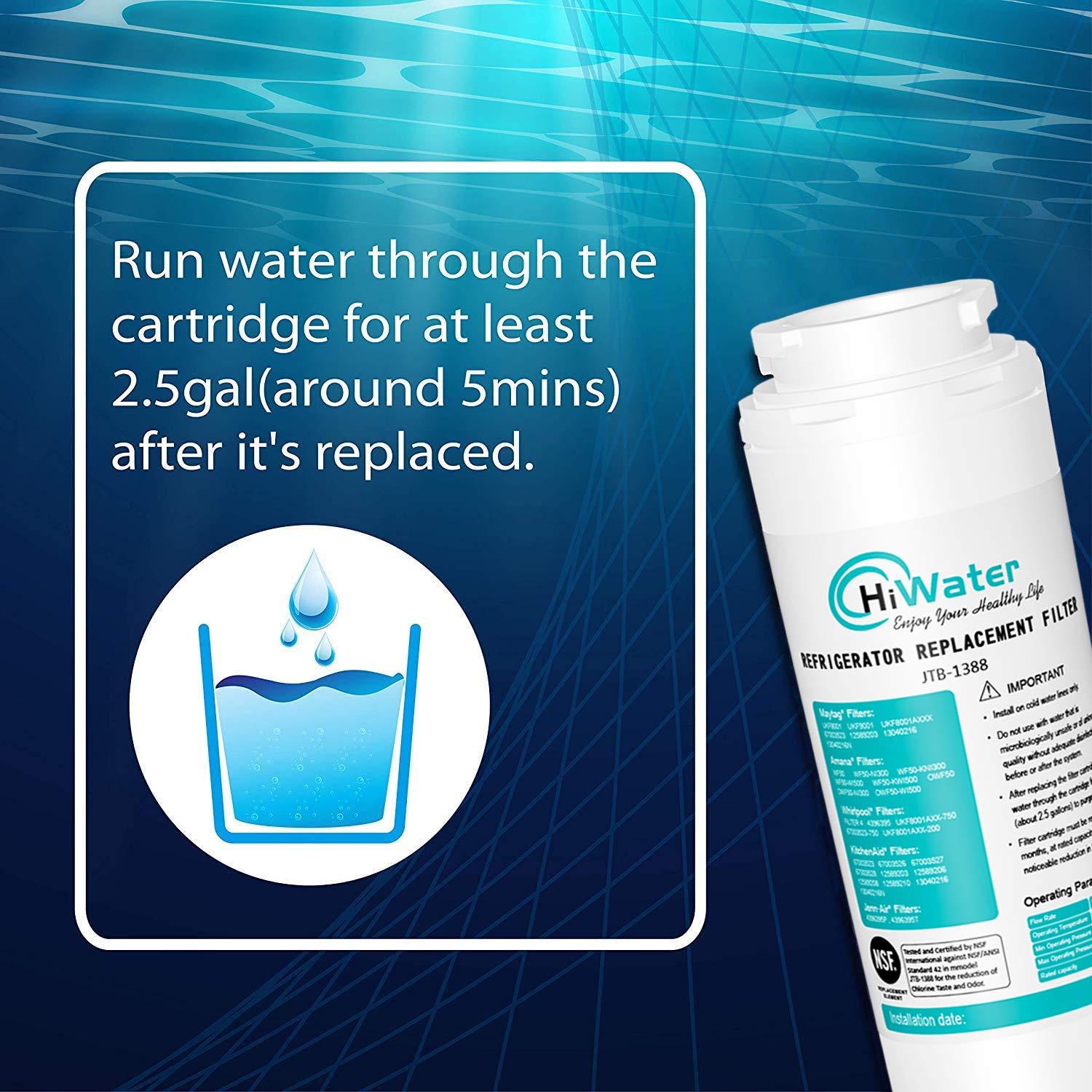 3-Pack Refrigerator Water Filter Replacement - Compatible with 4396395, EDR4RXD1, Filter 4, 469006 - Pure Drinking Water for Home & Office Use