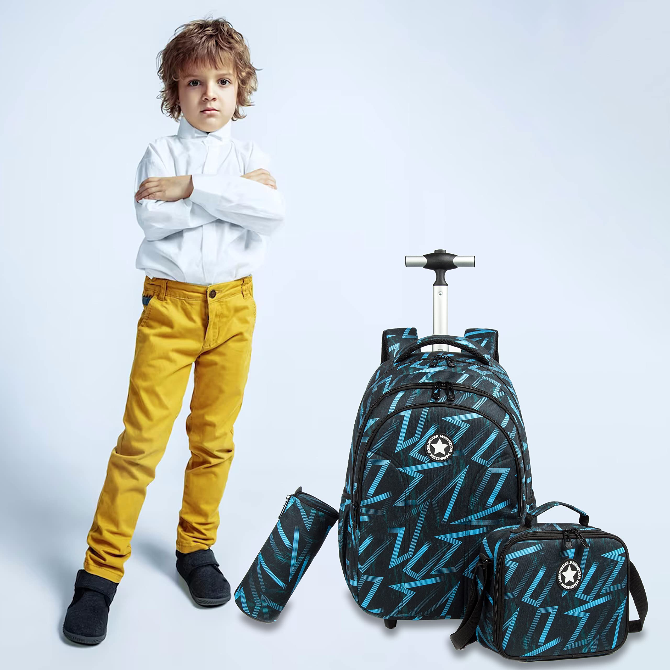 Egchescebo 17 Inch Kids Backpack for Boys - Durable School Backpack with Roulette Design, Lightweight Bookbag for Elementary Students - Perfect for School, Travel & Daily Use
