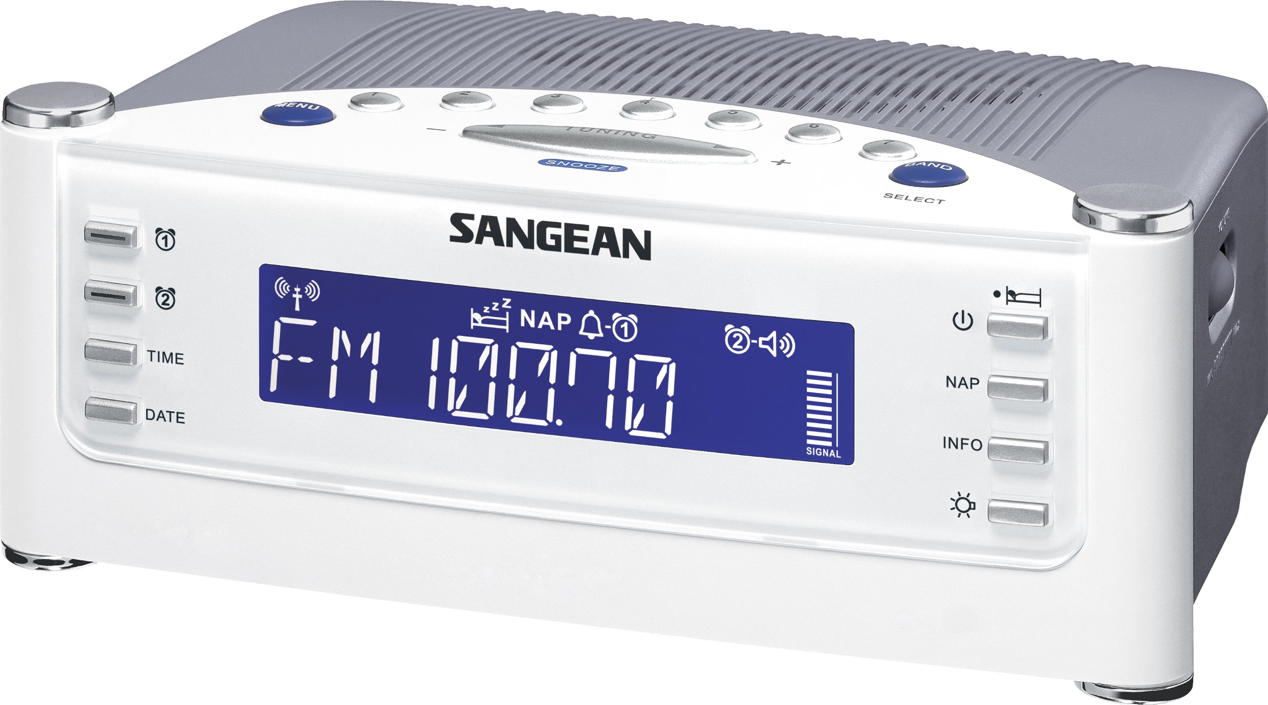 Sangean RCR-22 Atomic Digital Alarm Clock Radio with AM/FM & PS-300 Pillow Speaker Bundle - Perfect for Bedroom, Office, and Travel Use