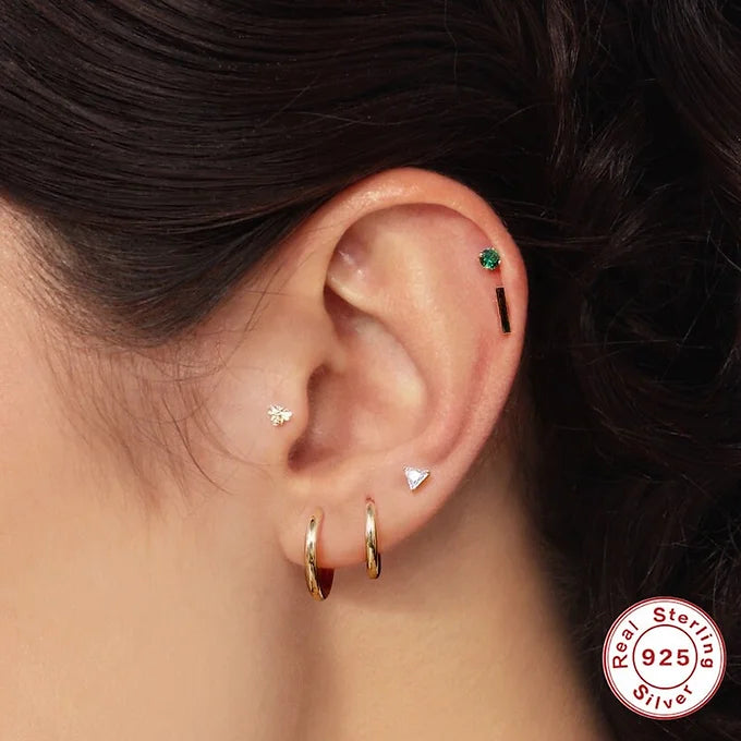 16G Flat Back Crescent Moon Stud Earrings with Labret Back | Hypoallergenic Body Jewelry for Cartilage, Helix, Tragus Piercing | Perfect for Everyday Wear & Gifting