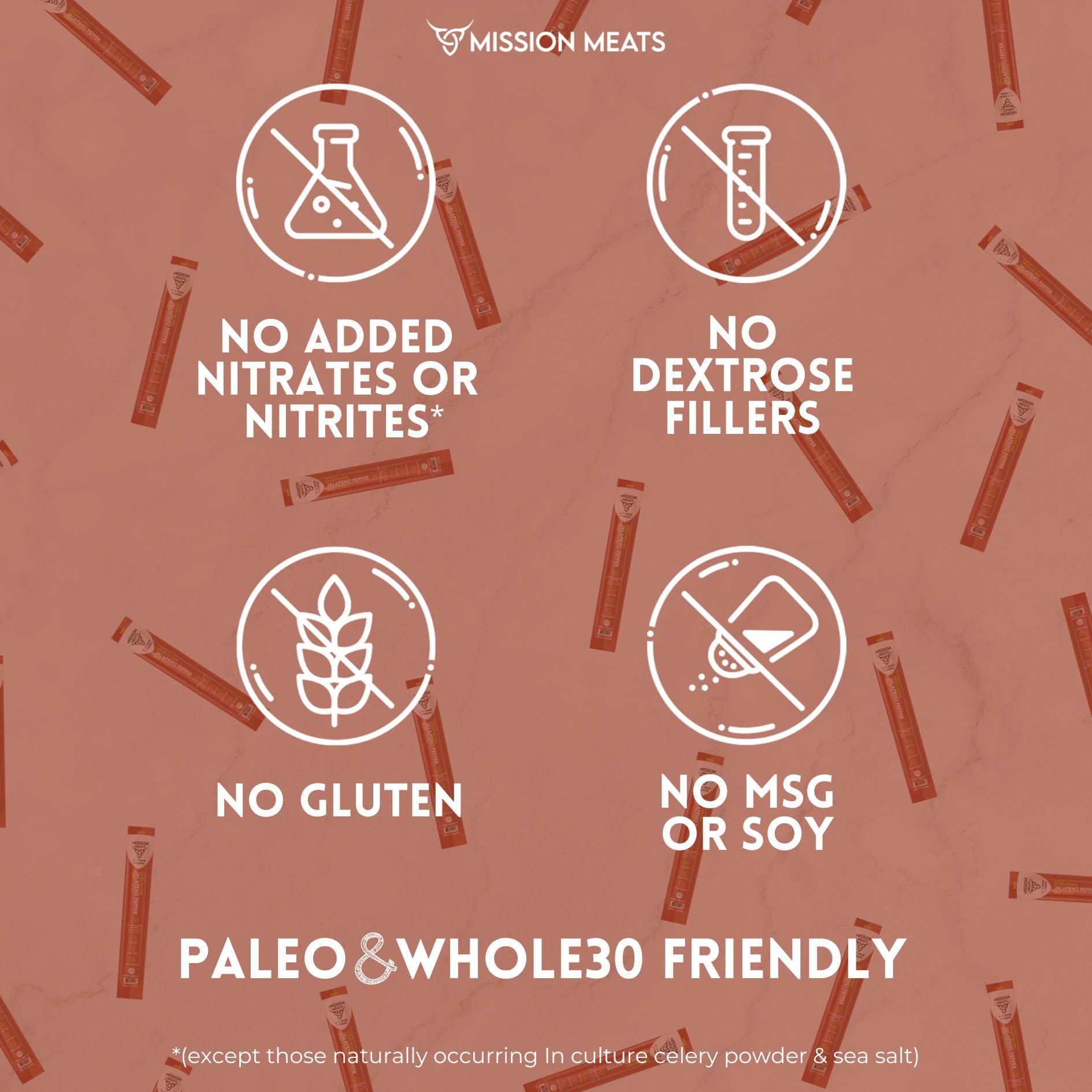Mission Meats Beef Sticks – 100% Grass Fed & Pasture Raised, Zero Sugar, Gluten Free, Keto & Paleo Friendly, Healthy Protein Snacks, Individually Wrapped (Pack of 72) – Perfect for Hiking, Travel & On-the-Go Nutrition