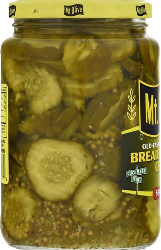 Mt. Olive Bread and Butter Pickle Chips, 24 oz Jar - Crunchy Sweet & Tangy Pickles for Sandwiches, Burgers, Charcuterie Boards & Snacking