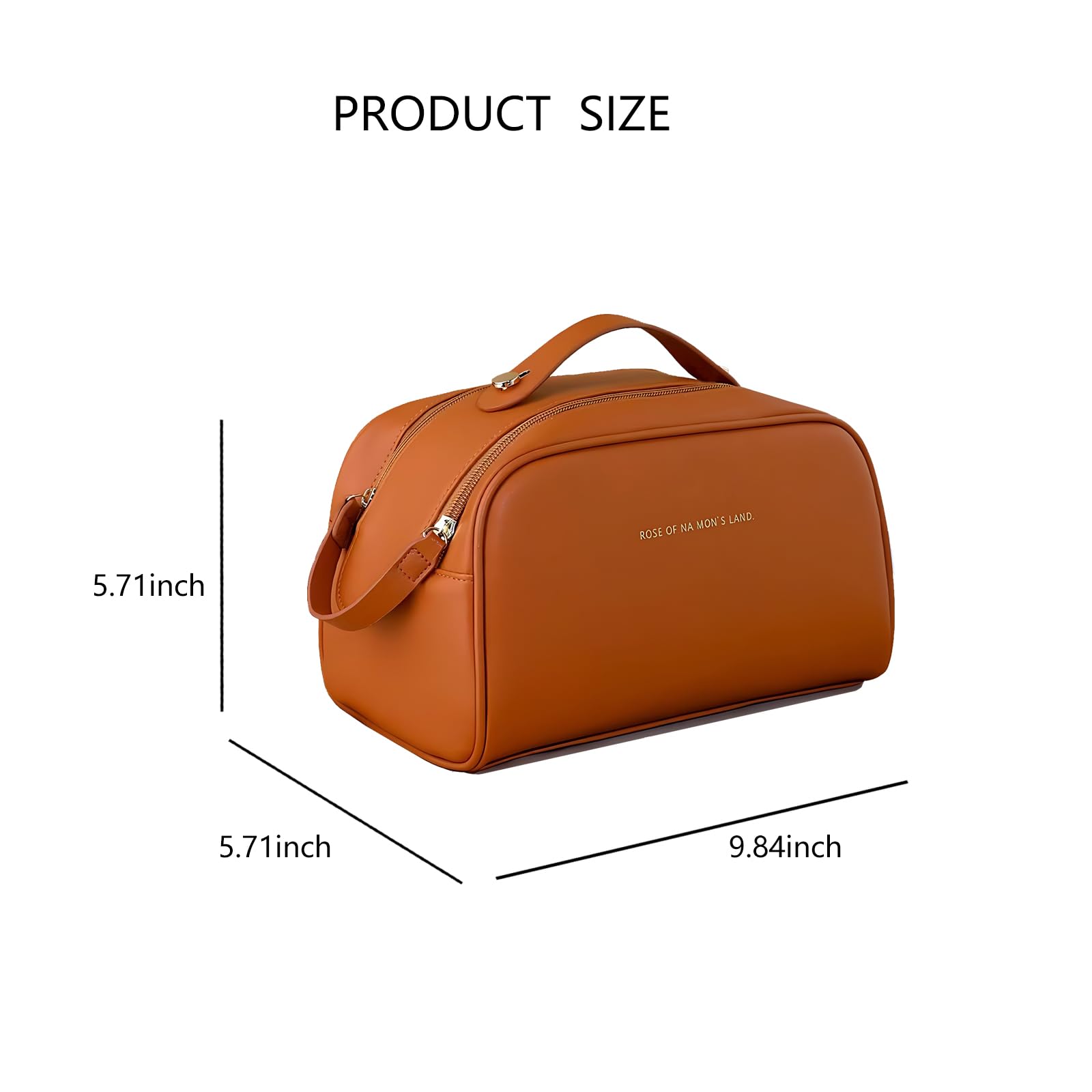 Large Capacity Travel Makeup Bag for Women | PU Leather Cosmetic Organizer | Lightweight Toiletry Bag | Perfect for Vacation, Business Trips & Gym Essentials (Brown)