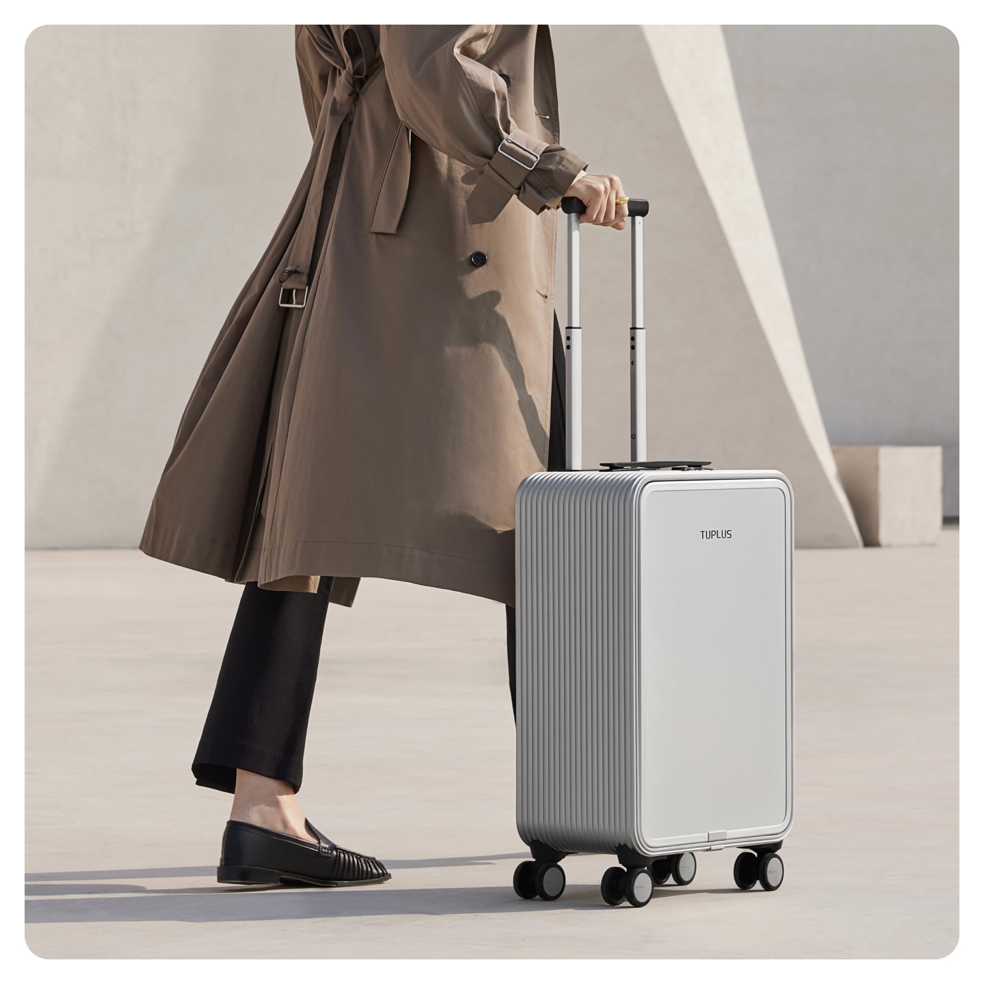 TUPLUS Aluminum Hard Shell Suitcase with 4 Spinner Wheels - Lightweight Check-in Luggage for Business Travel & Vacation | Durable Carry-on Spinner Suitcase for Airplane & Road Trips