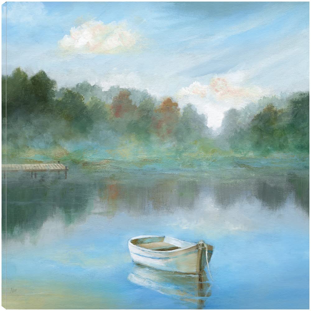 Tranquil Morning Fine Art Canvas Wall Decor - 32x32 Inch Ready to Hang Painting for Living Room, Bedroom, Office - Handmade by Artist Nan - Perfect for Home, Spa & Meditation Spaces