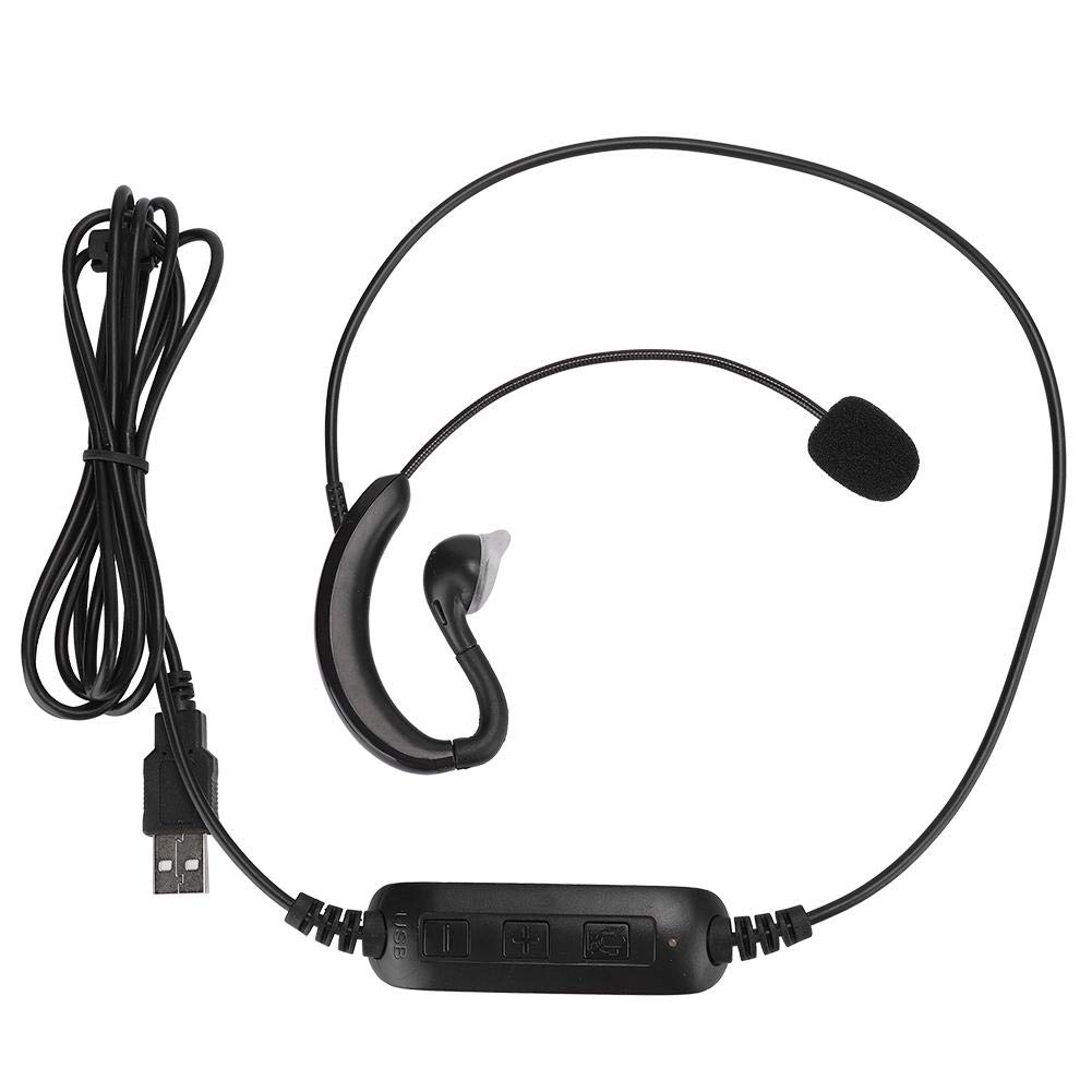 USB Wired Ear-Hook Headset with Microphone - Noise Cancelling Computer Headphones for Skype/Zoom/Teams - One-Key Mute Feature for Online Teaching, Training & Remote Work (Compatible with PC/Laptop/Desktop)