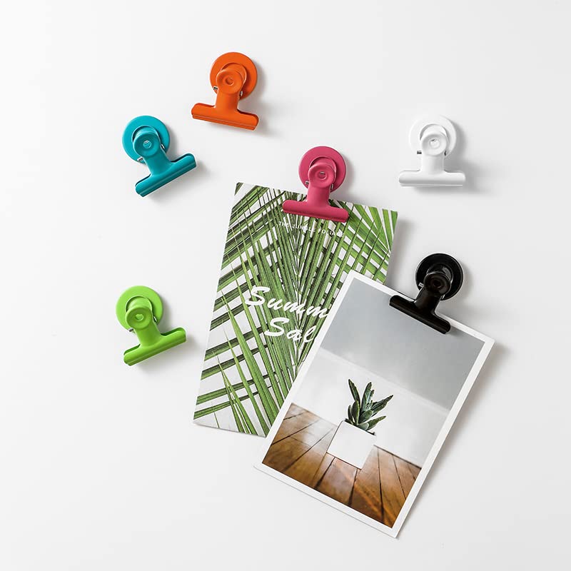 8PACK Round Magnetic Clips for Refrigerator, Whiteboard & Wall - Strong Metal Memo Note Holders for Photos, Pictures & Documents - Perfect for Office, Kitchen & Home Organization (Black)