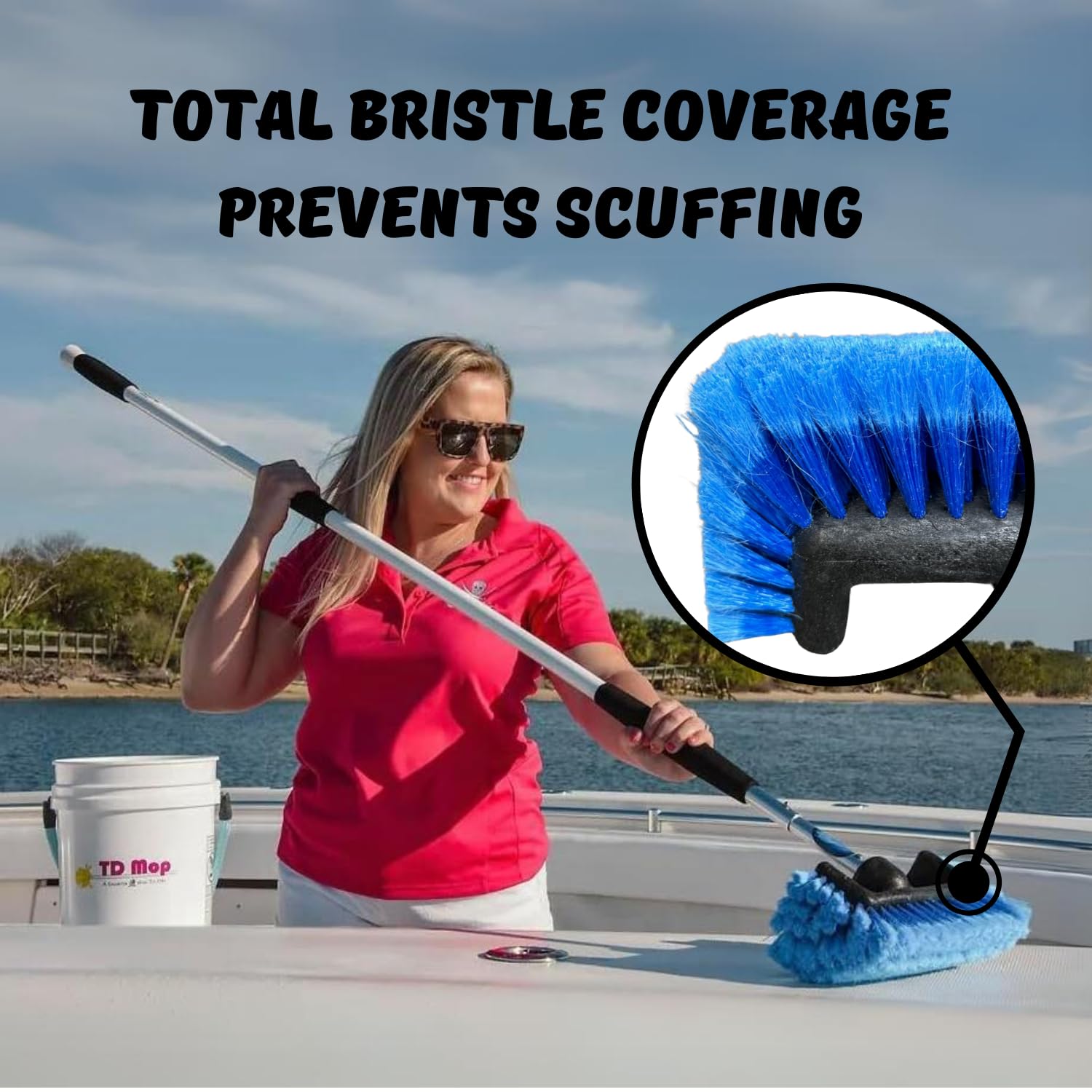 Big Bird Boat Deck Scrub Brush - Medium Size Blue Cleaning Brush for Boats, Cars & Marine Use | Snap-On Attachment | Perfect for Deck Washing, Vehicle Cleaning & Marine Maintenance