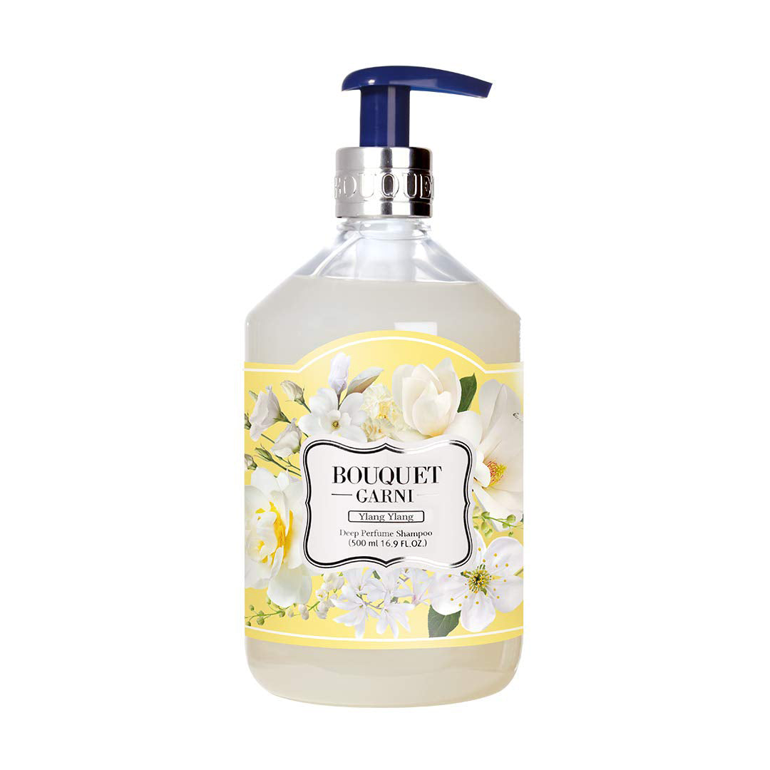 BOUQUET GARNI Deep Perfume Shampoo with Ylang Ylang Essential Oil - 500ml for Long-Lasting Fragrance & Hair Nourishment - Perfect for Daily Use, Salon Treatments & Special Occasions
