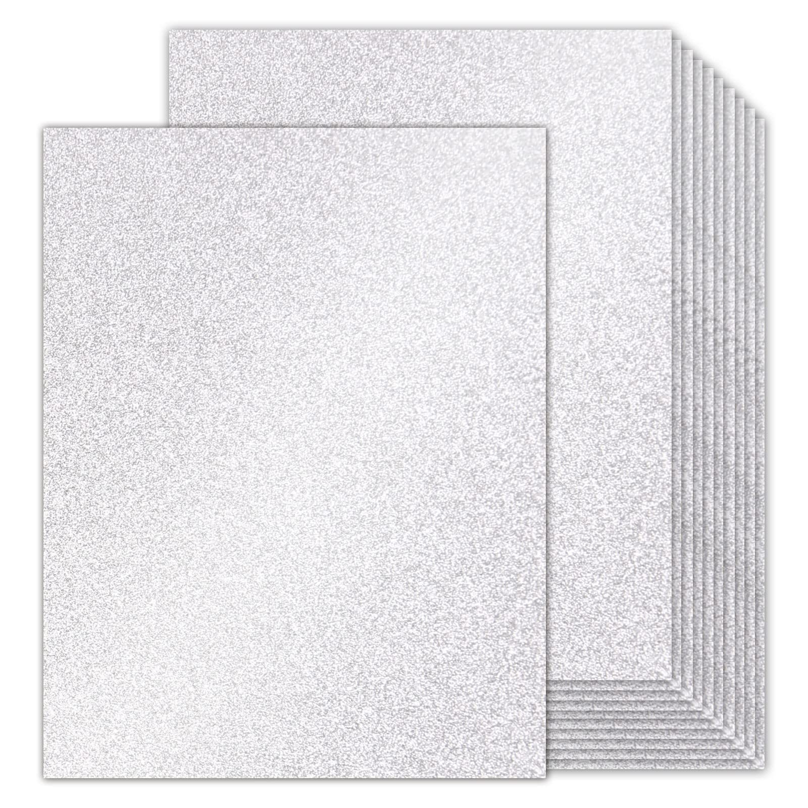 100 Sheets Silver Glitter Cardstock 8.5x11 Inches - Double-Sided Premium 100lb Shimmer Paper for Scrapbooking, DIY Invitations, Wedding Decor & Party Supplies - No Shedding, Non-Printable - Perfect for Crafting, Gift Wrapping & Home Decoration Projects