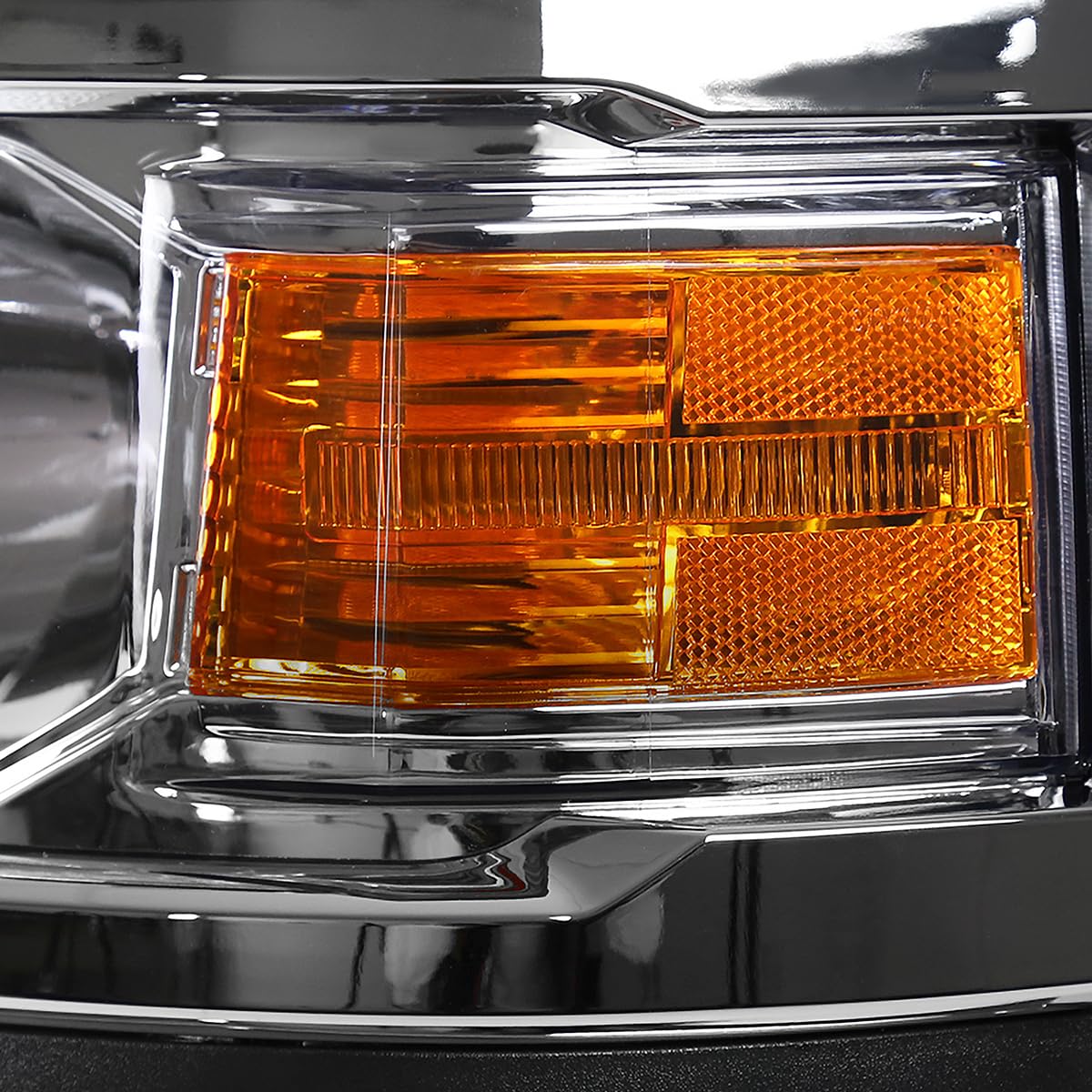 Spec-D Tuning Chrome Headlights with Chrome Trim for 2014-2015 Chevy Silverado 1500 - Left & Right Pair Headlight Assembly - Upgrade Your Truck's Style & Night Visibility