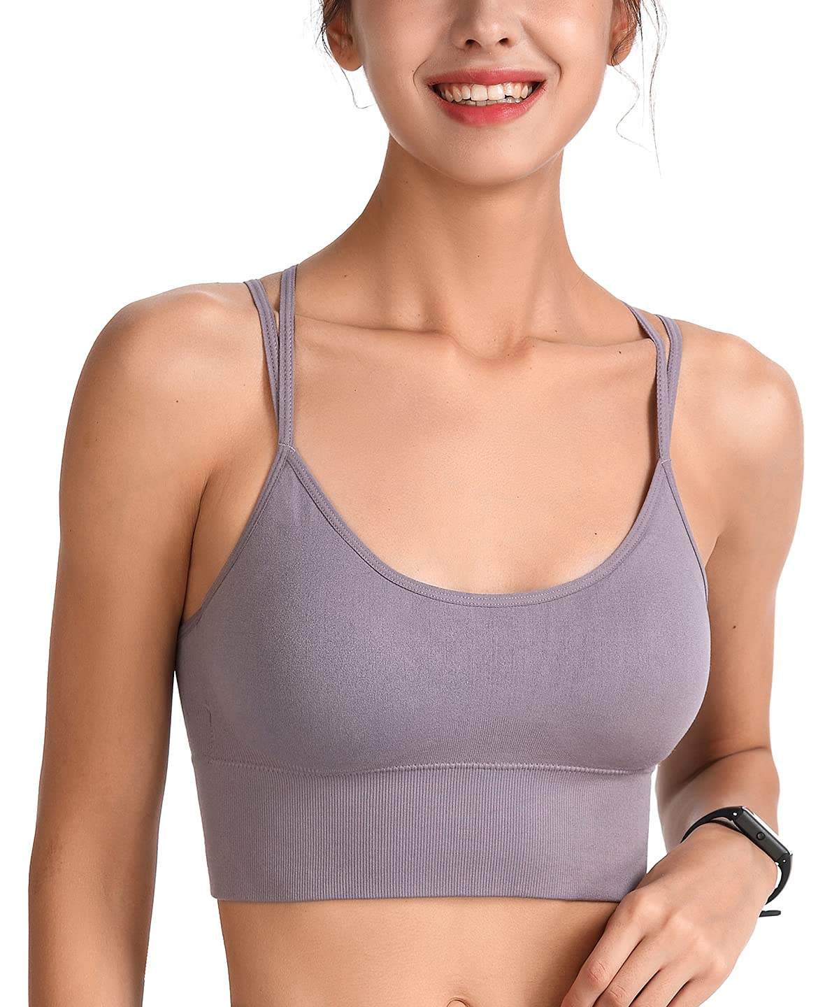 TOCONFFON Women's Seamless Sports Bra - Longline Cami Crop Top with Padded Support for Yoga, Running & Gym Workouts