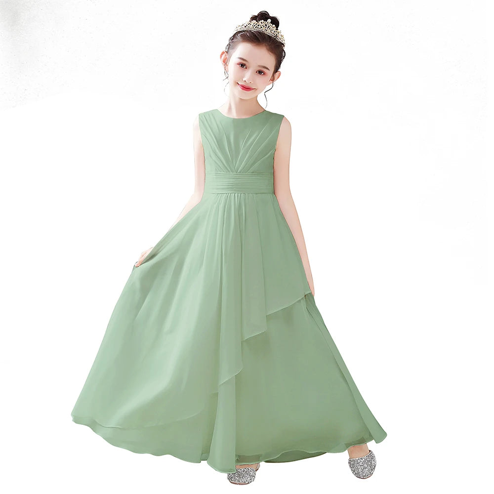 2024 Chiffon Flower Girl Dress for Wedding, First Communion & Bridesmaid - Elegant Little Bride Gowns for Special Occasions | Perfect for Church Ceremonies, Photo Shoots & Formal Events