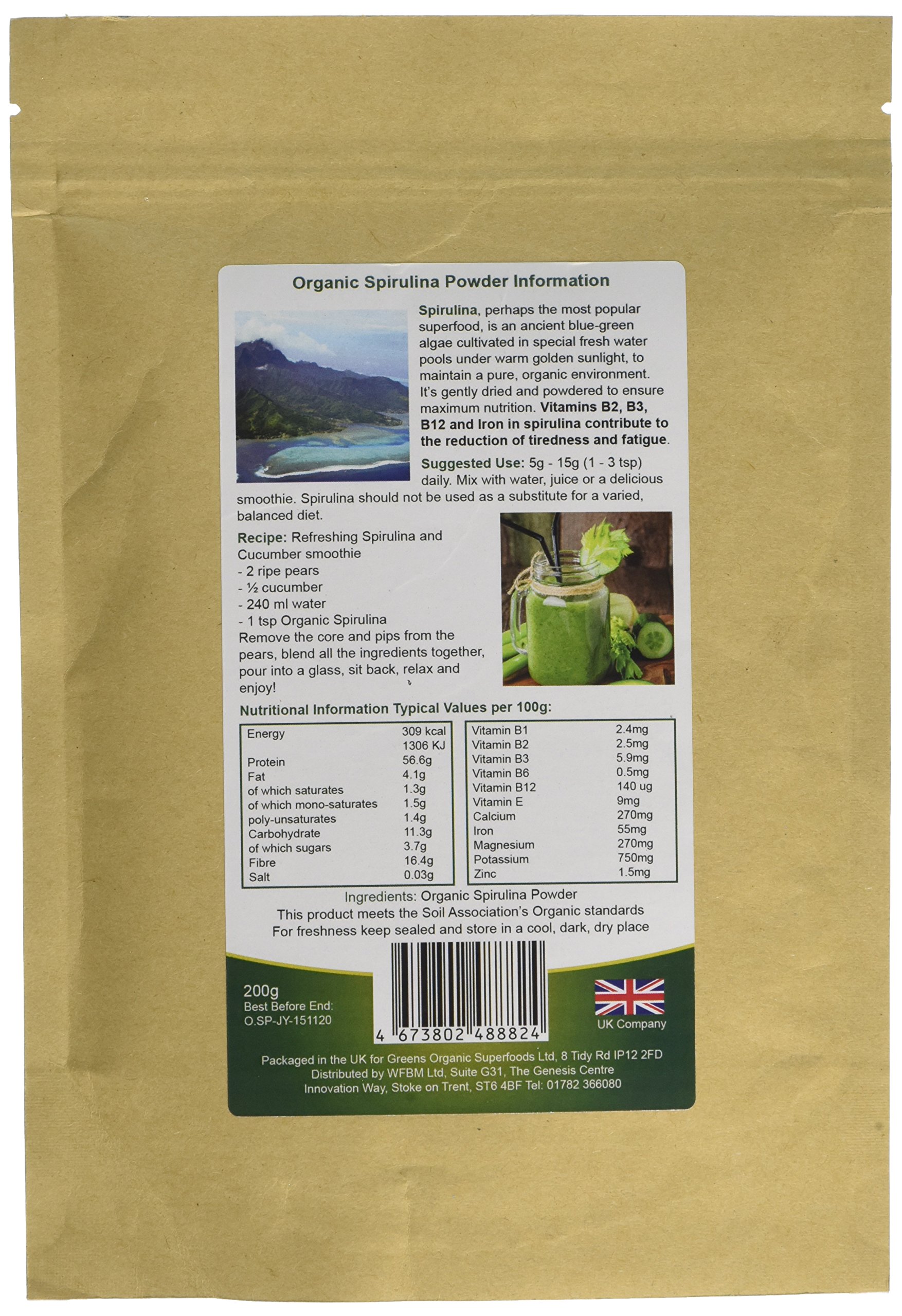 Premium Organic Spirulina Powder 200g - Superfood for Energy, Detox & Immune Support - Perfect for Smoothies, Juices & Healthy Recipes