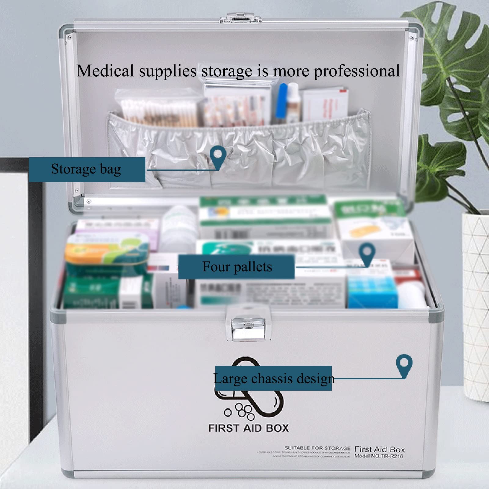 Large Capacity First Aid Kit - Portable Medicine Storage Box with Safety Buckle for Home, Travel & Emergency | 29.5cm White Medical Organizer for Family Safety & Outdoor Adventures