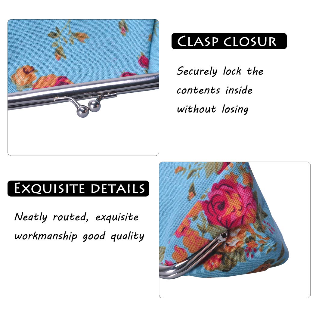 iSuperb Canvas Coin Purse Wallet - Large Capacity Clasp Closure Credit Card Holder & Key Organizer for Women | Travel Essentials, Everyday Use, Gift Idea