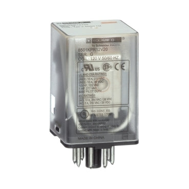 Square D 8 and 11 Pin Plug In Relay - Industrial Control Relay for HVAC, Automation & Electrical Panels | Durable DIN Rail Mount Relay for Motor Starters and Control Circuits