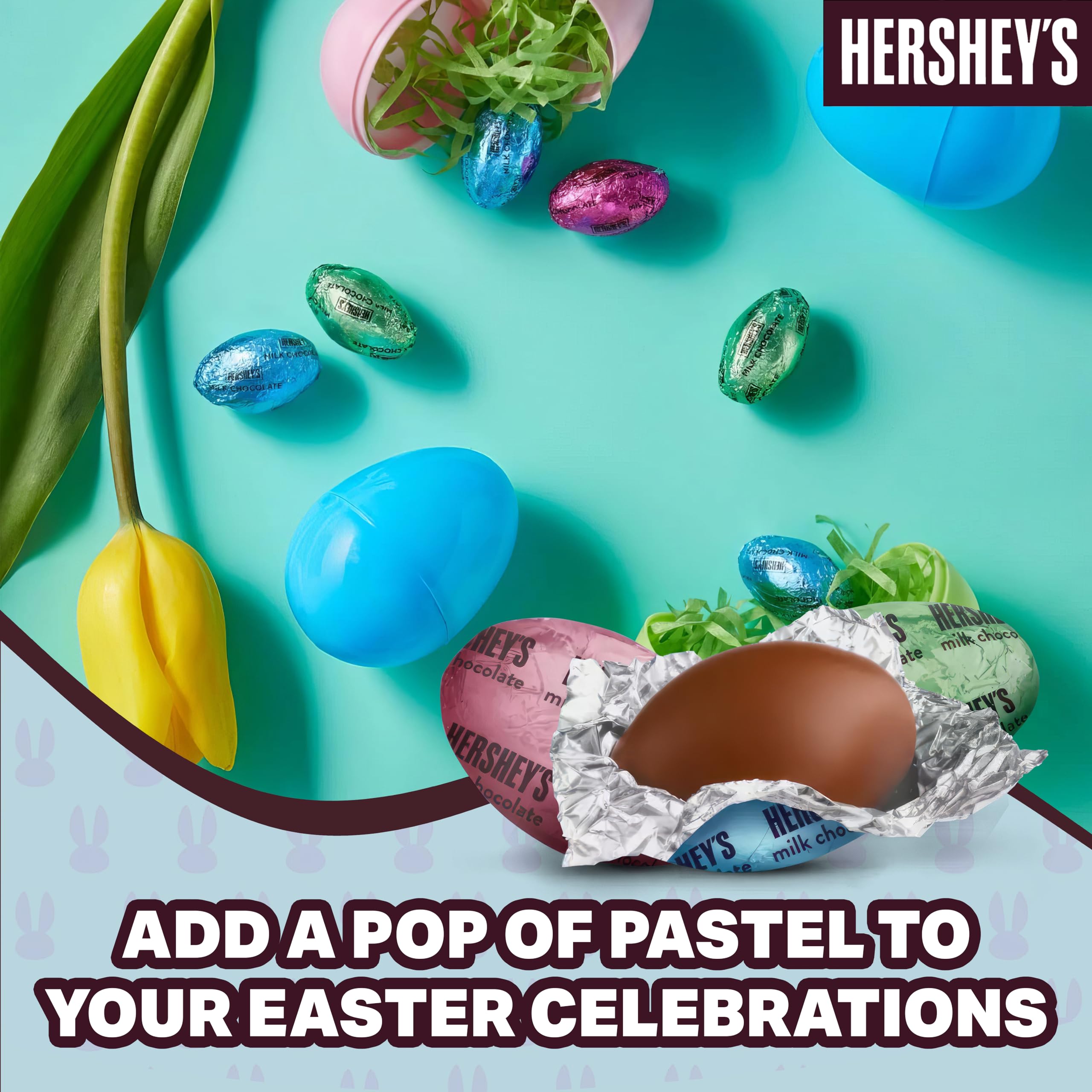 **Hershey's Milk Chocolate Easter Eggs - 5lb Bulk (Approx 400 Pieces) - Individually Wrapped Pastel Blue, Pink & Green Foil Candies - Easter Basket Stuffers, Party Favors & Holiday Gifts - Perfect for Kids, Adults & Celebrations**    *(Ideal for Easter egg hunts, office treats, party favors, holiday gifting & family snacking)*