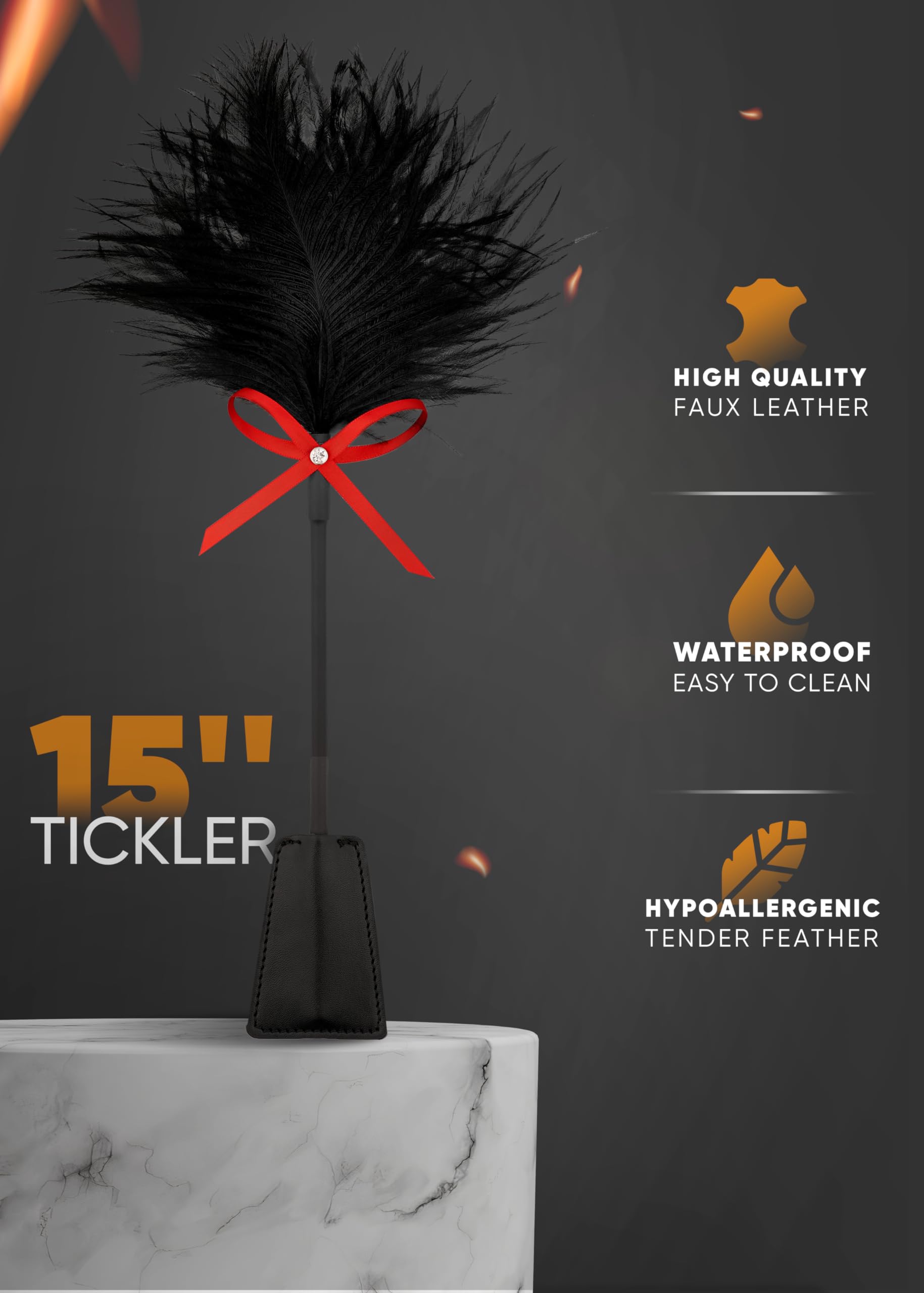 Feather Tickler & Satin Blindfold for BDSM, Bondage & Sensual Play