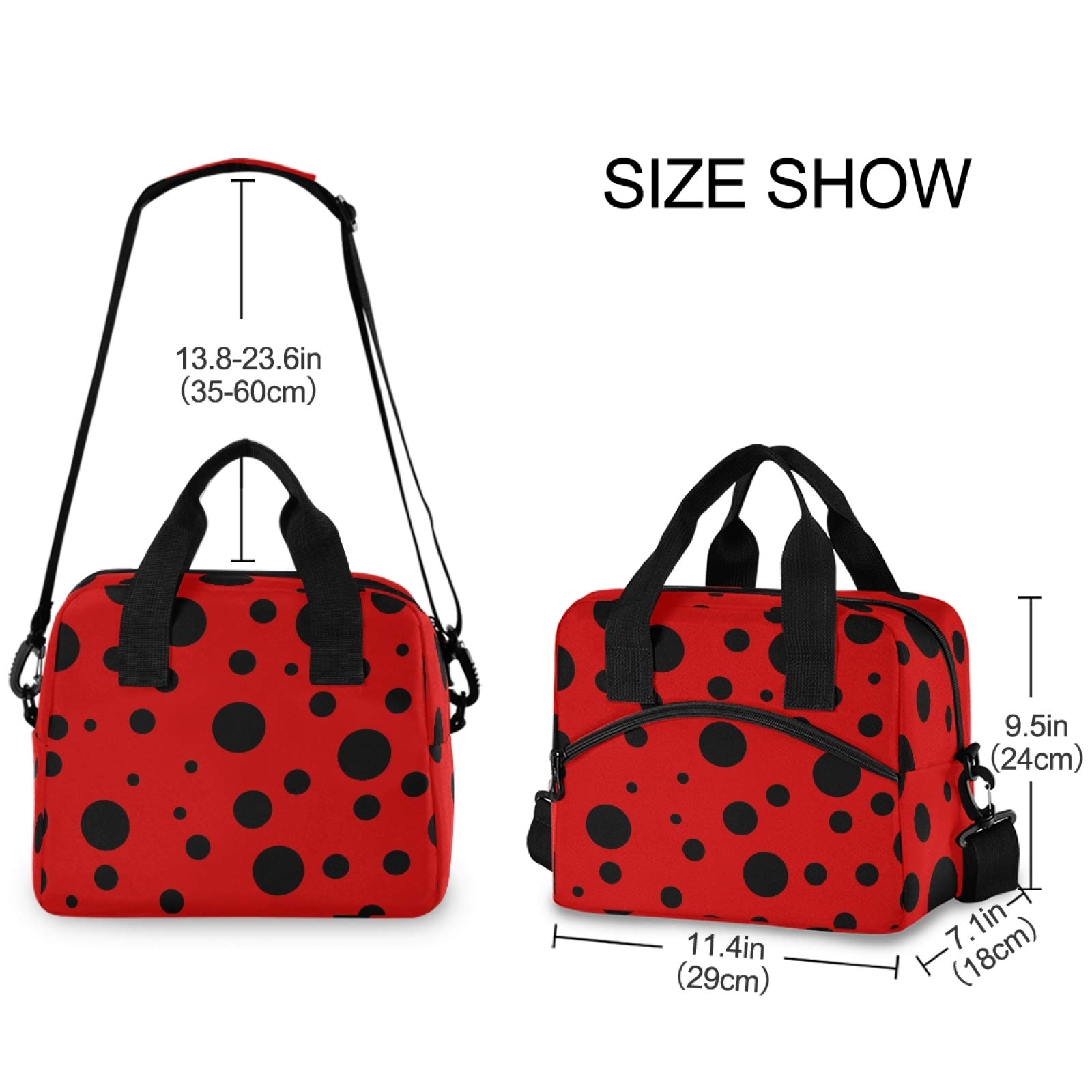 Personalized Ladybug Polka Dot Insulated Lunch Tote Bag for Women - Leakproof & Customizable Lunch Box Cooler Bag for Work, School & Picnics
