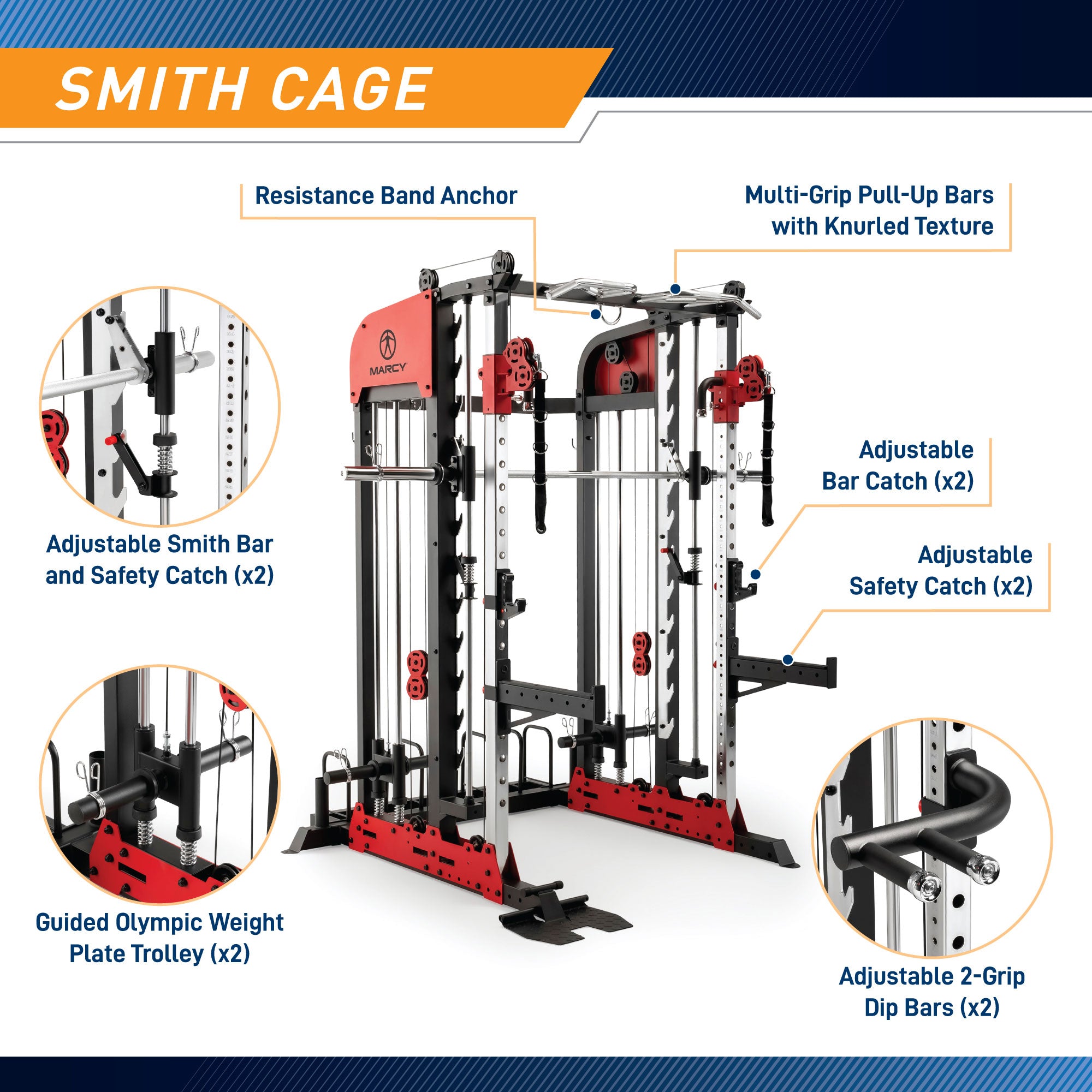 Marcy SM 7553 Deluxe Smith & Squat System - Home Gym Equipment for Strength Training & Weight Lifting - Perfect for Home Workouts & Fitness Enthusiasts
