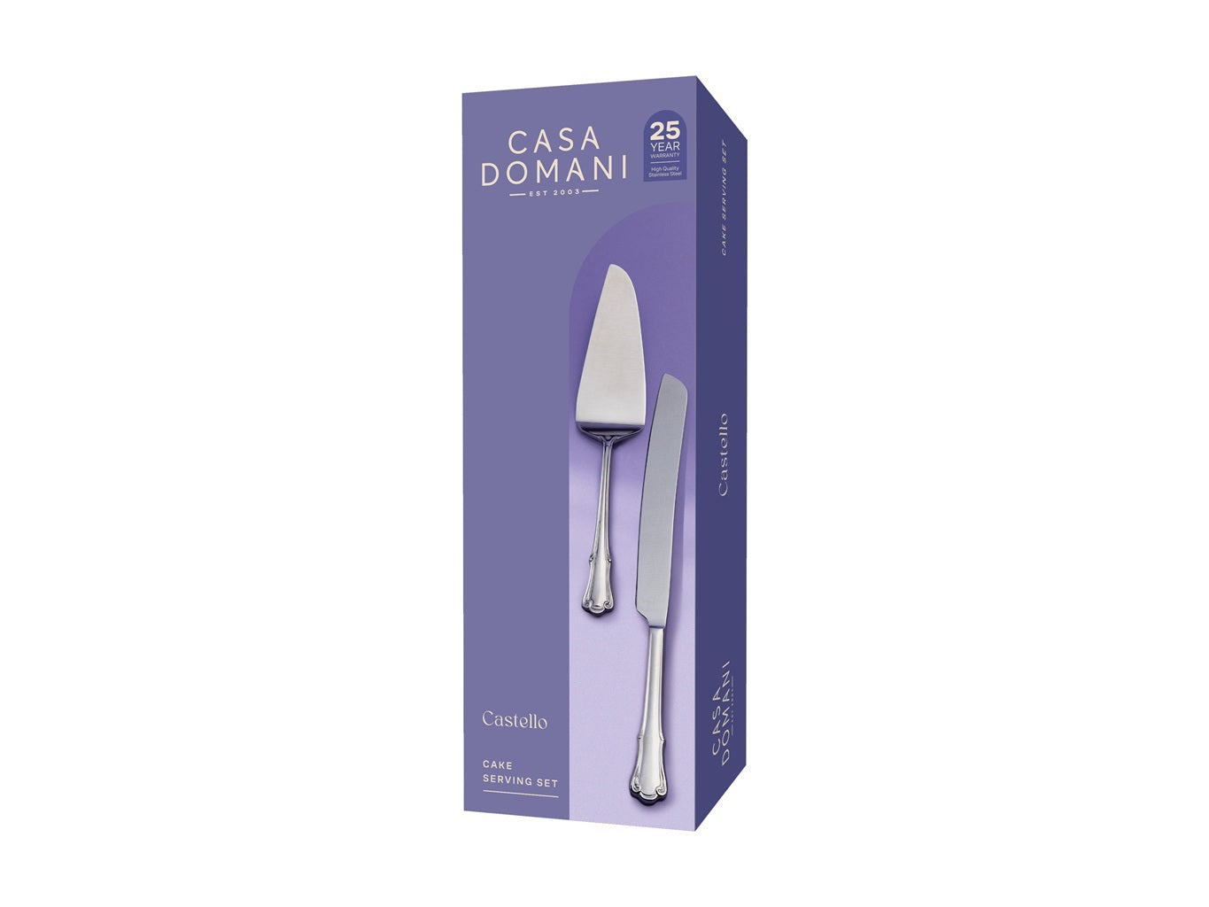 Premium Casa Domani Castello 2-Piece Stainless Steel Cake Serving Set in Gift Box - Perfect for Weddings, Anniversaries & Special Occasions