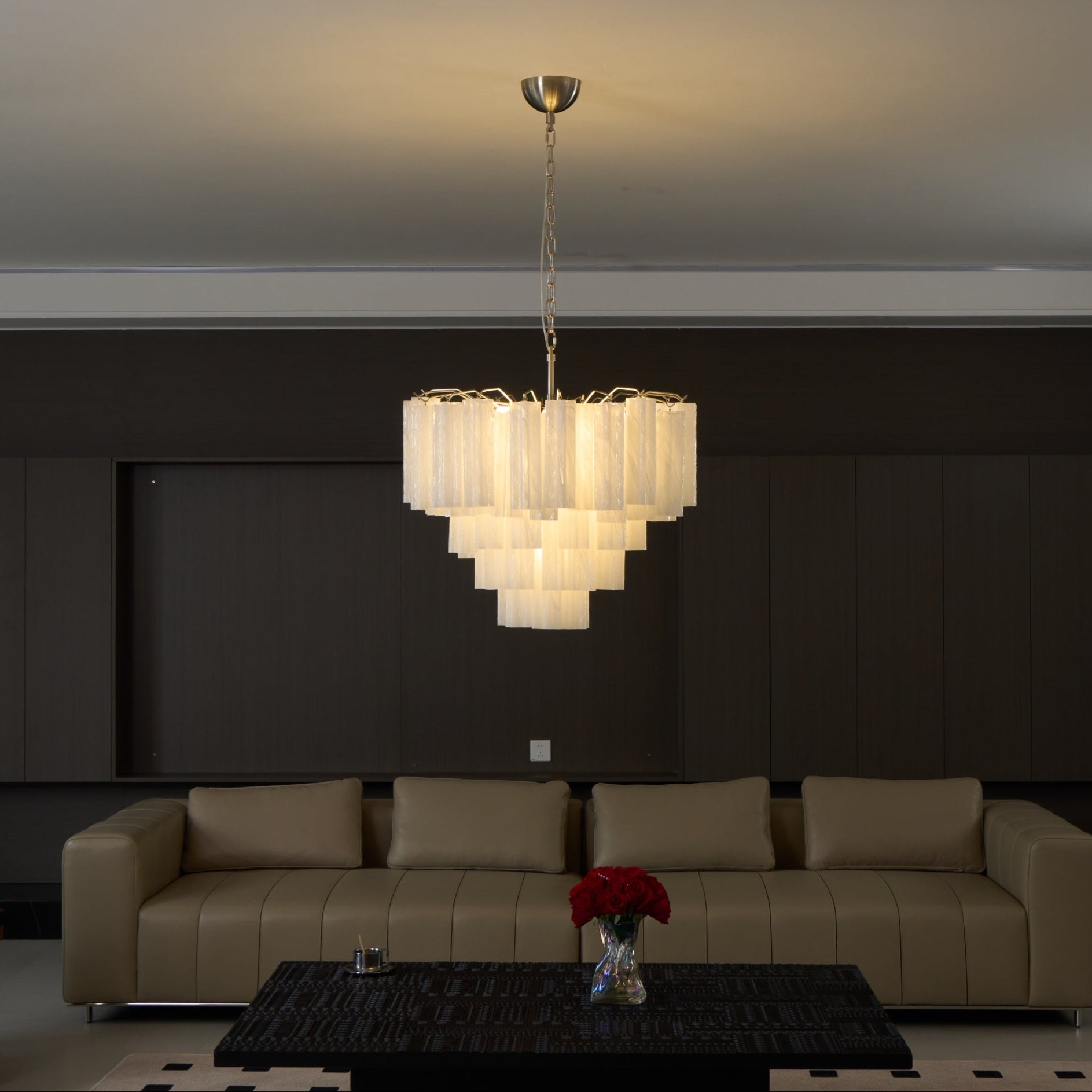 Elegant Frosted Murano Glass Cascade Chandelier - Luxury Lighting Fixture for Dining Room, Foyer & Bedroom Decor