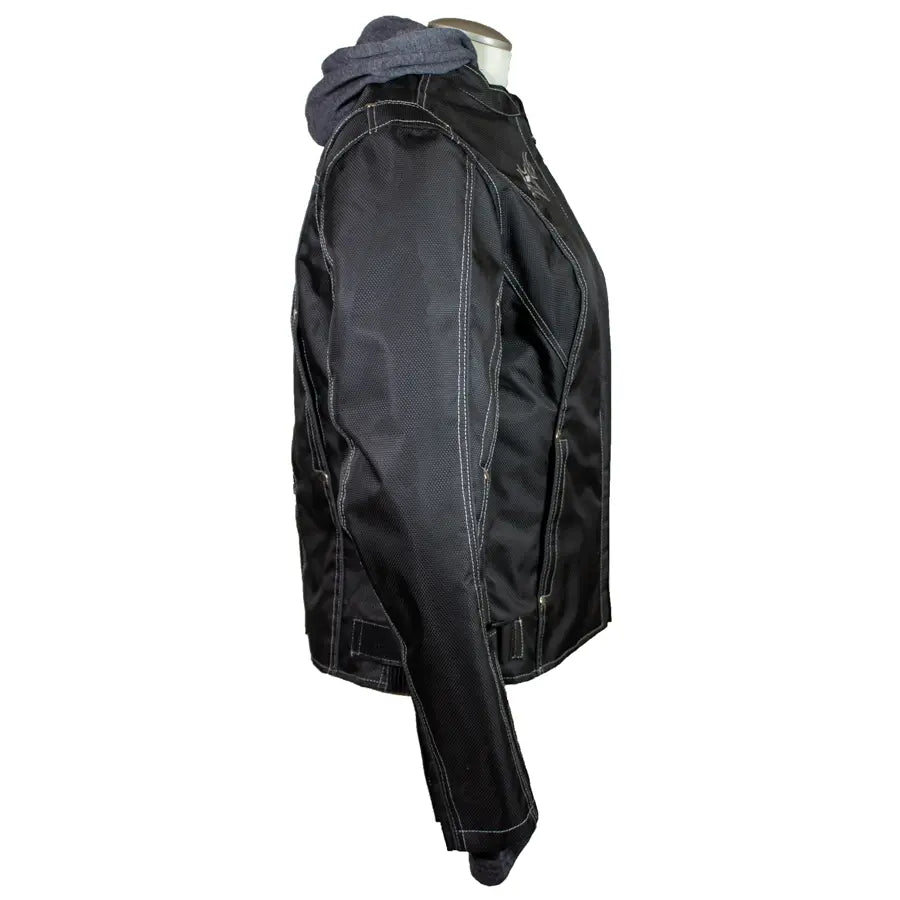 Open Road Women's Zip Out Hoodie Reflective Textile Motorcycle Jacket - Windproof & Waterproof Riding Gear for Commuting & Adventure Travel