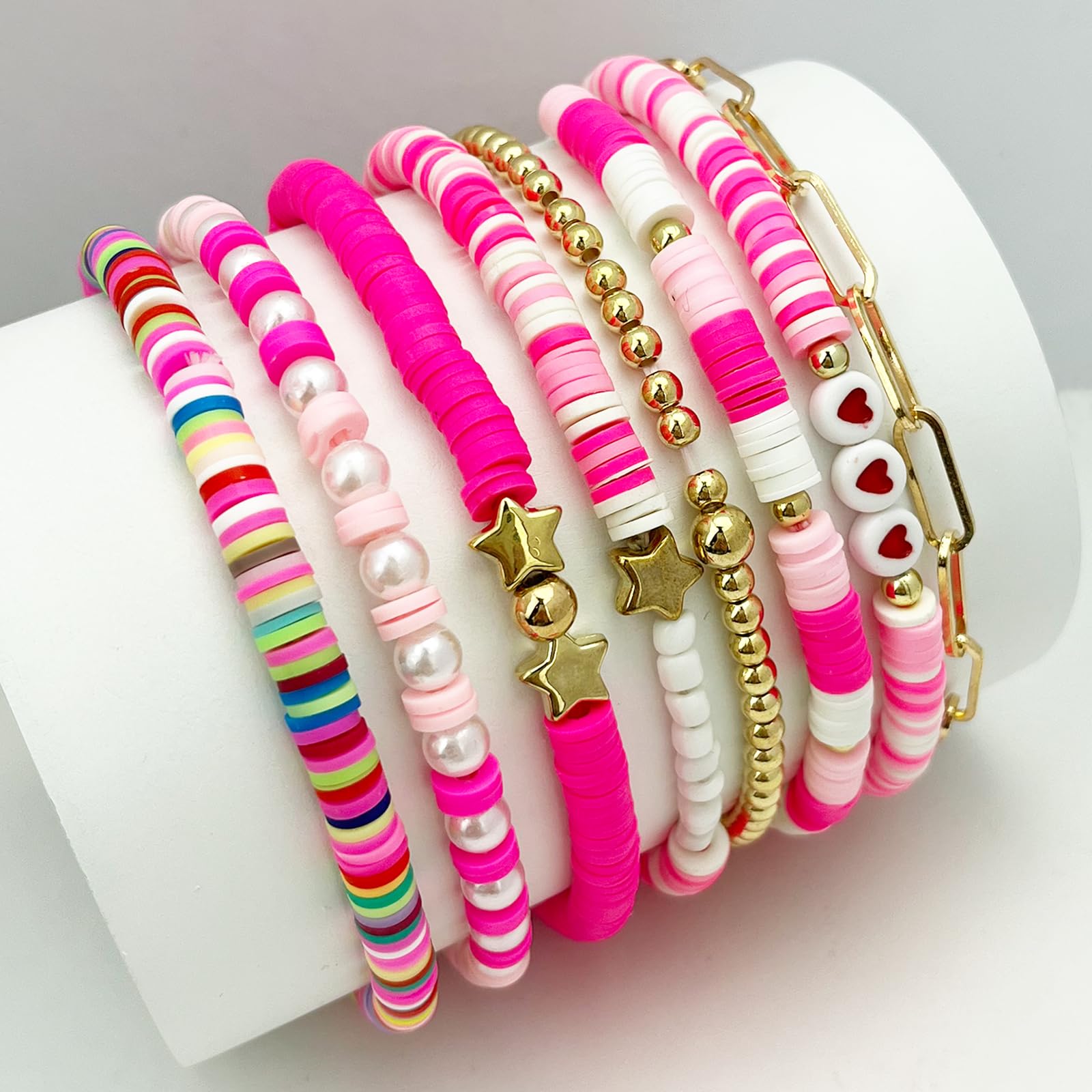 HIIXHC Women's Clay Bead Stretch Bracelets - Stackable Friendship Beads Jewelry Set for Women & Girls | Perfect for Everyday Wear, Gifts & Boho Fashion Accessories