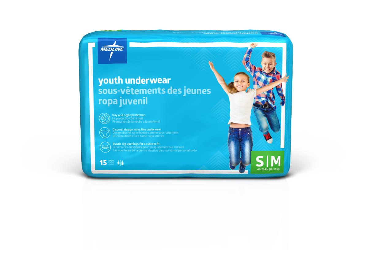 Youth Disposable Underwear for Kids 40-70lbs | Protection Plus | Pack of 10/20/30 | Daytime & Overnight Use | Ideal for Potty Training, Travel & Special Needs