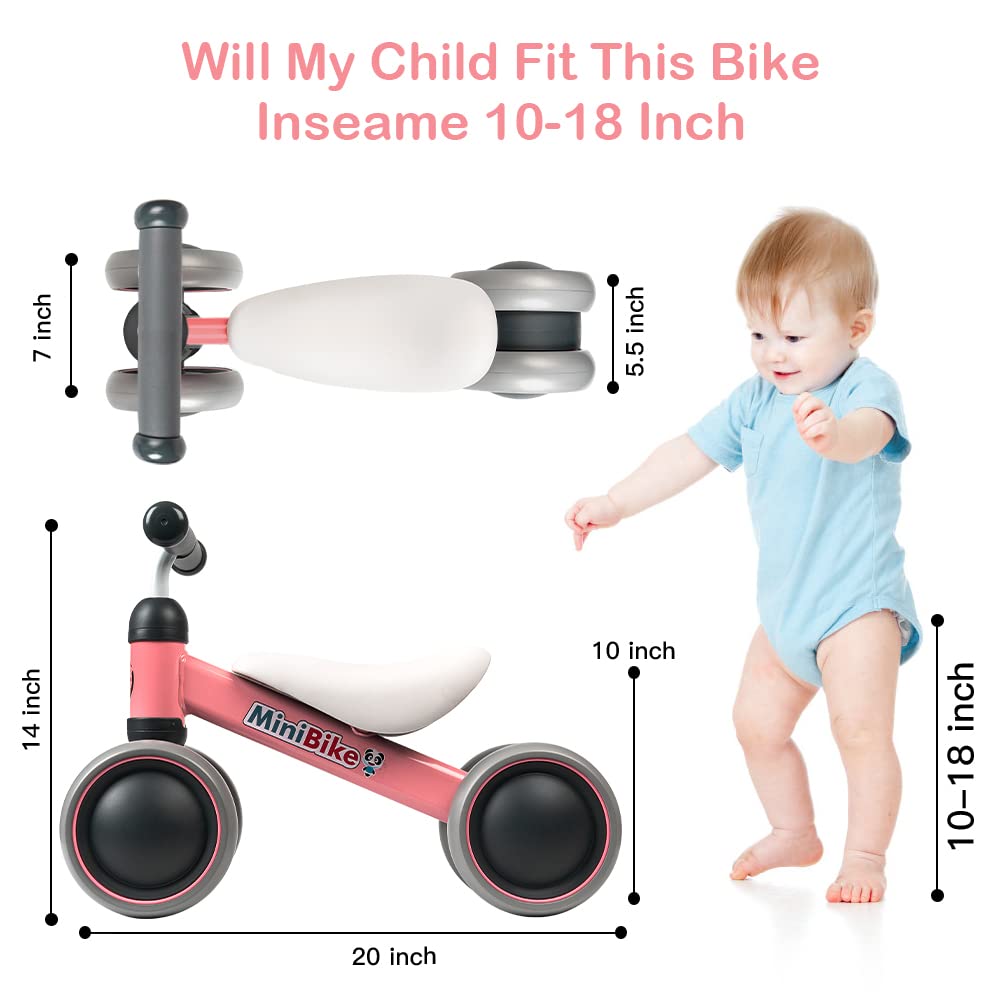 Xiapia Baby Balance Bike for 1-2 Year Olds | No-Pedal Toddler Bike with 4 Silent Wheels | First Birthday & Christmas Gift for Boys & Girls | Perfect for Indoor Play & Outdoor Learning to Ride