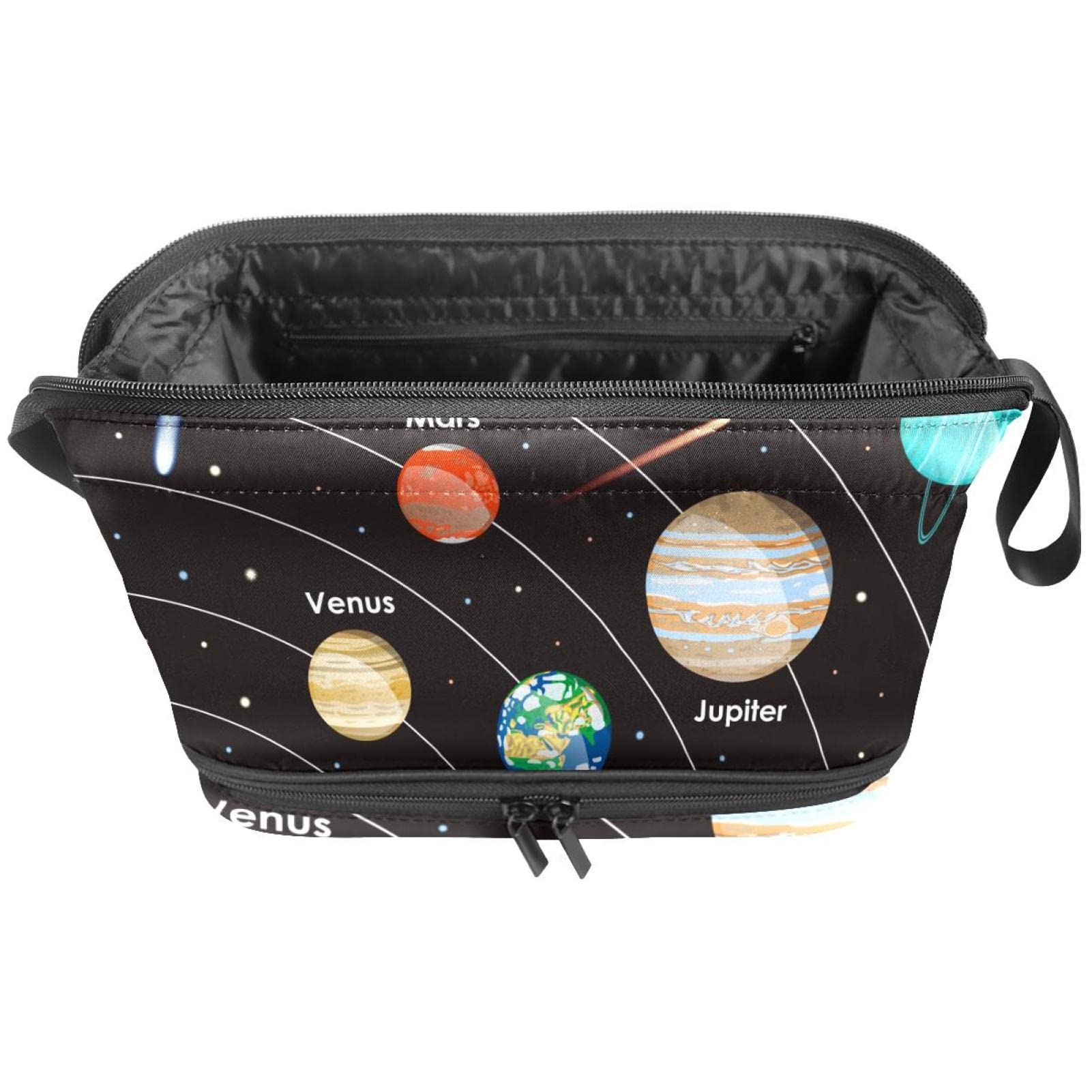 Large Travel Makeup Bag for Women - Universe Planet Galaxy Solar System Cosmetic Organizer Toiletry Pouch - Perfect for Travel, Gym & Daily Essentials Storage