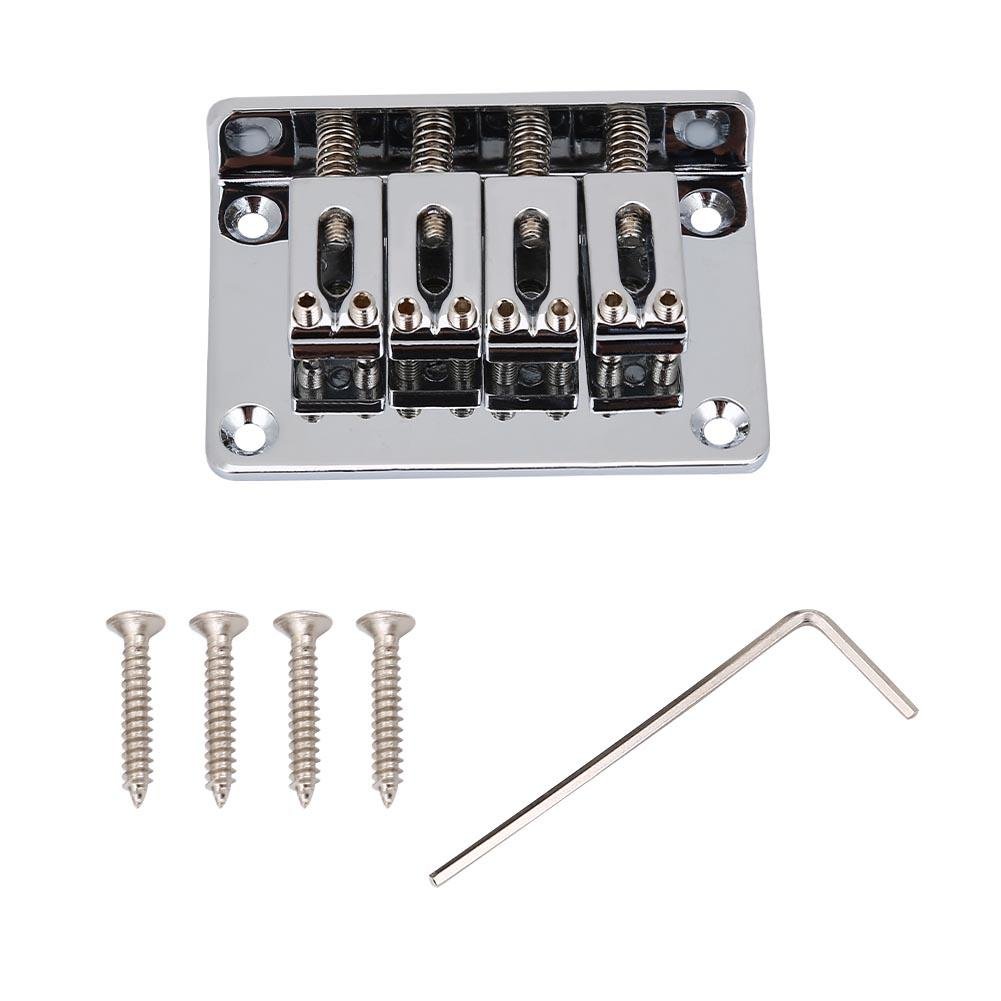 4 String Electric Guitar Bridge Replacement - Silver Guitar Accessories for Cigarbox, Bass & Ukulele - Perfect for DIY Repairs & Upgrades