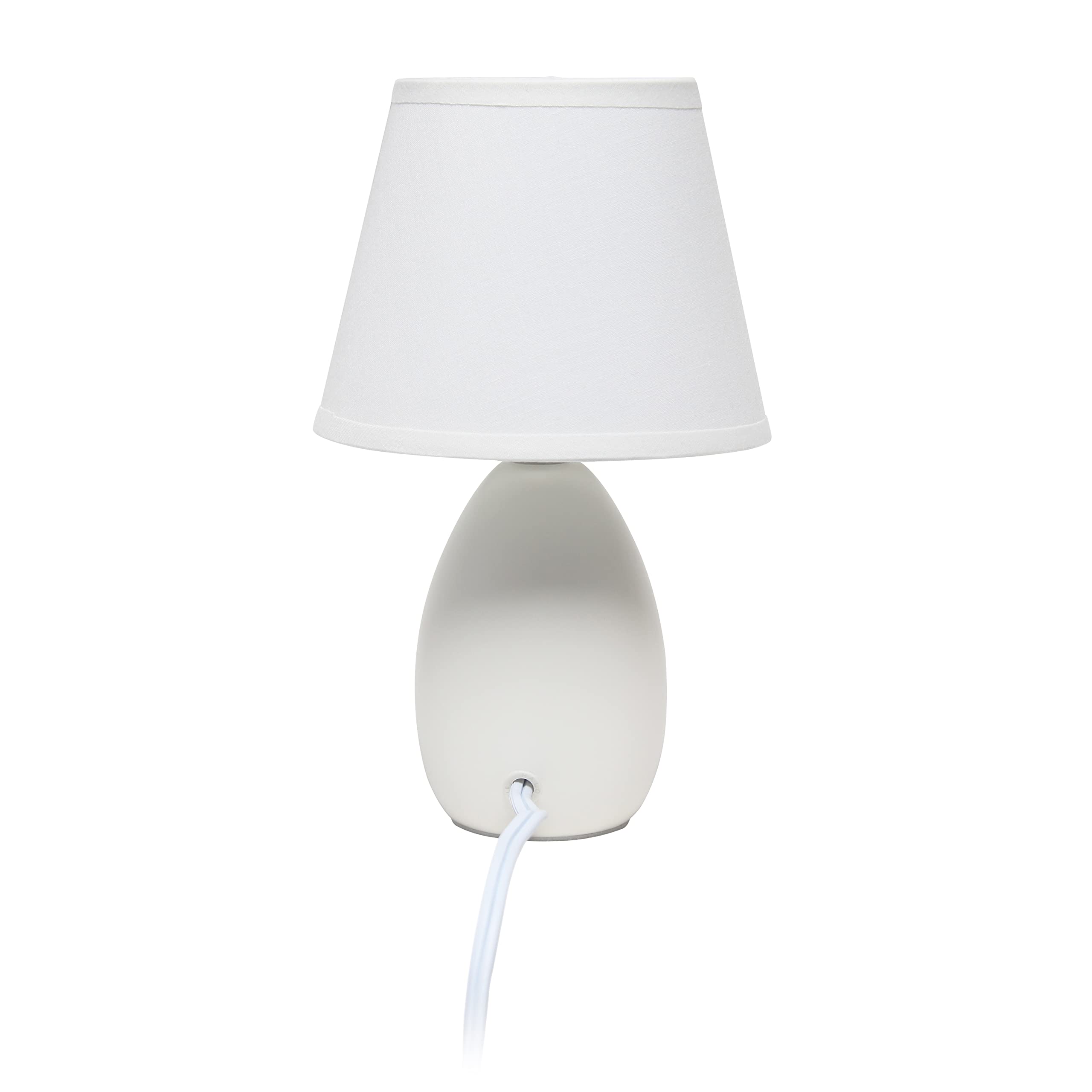 Simple Designs LT2009-OFF Mini Egg Oval Ceramic Table Desk Lamp in Off White - 5.51 x 5.51 x 9.45 Inches - Perfect for Bedroom Nightstand, Office Desk, or Living Room Accent Lighting