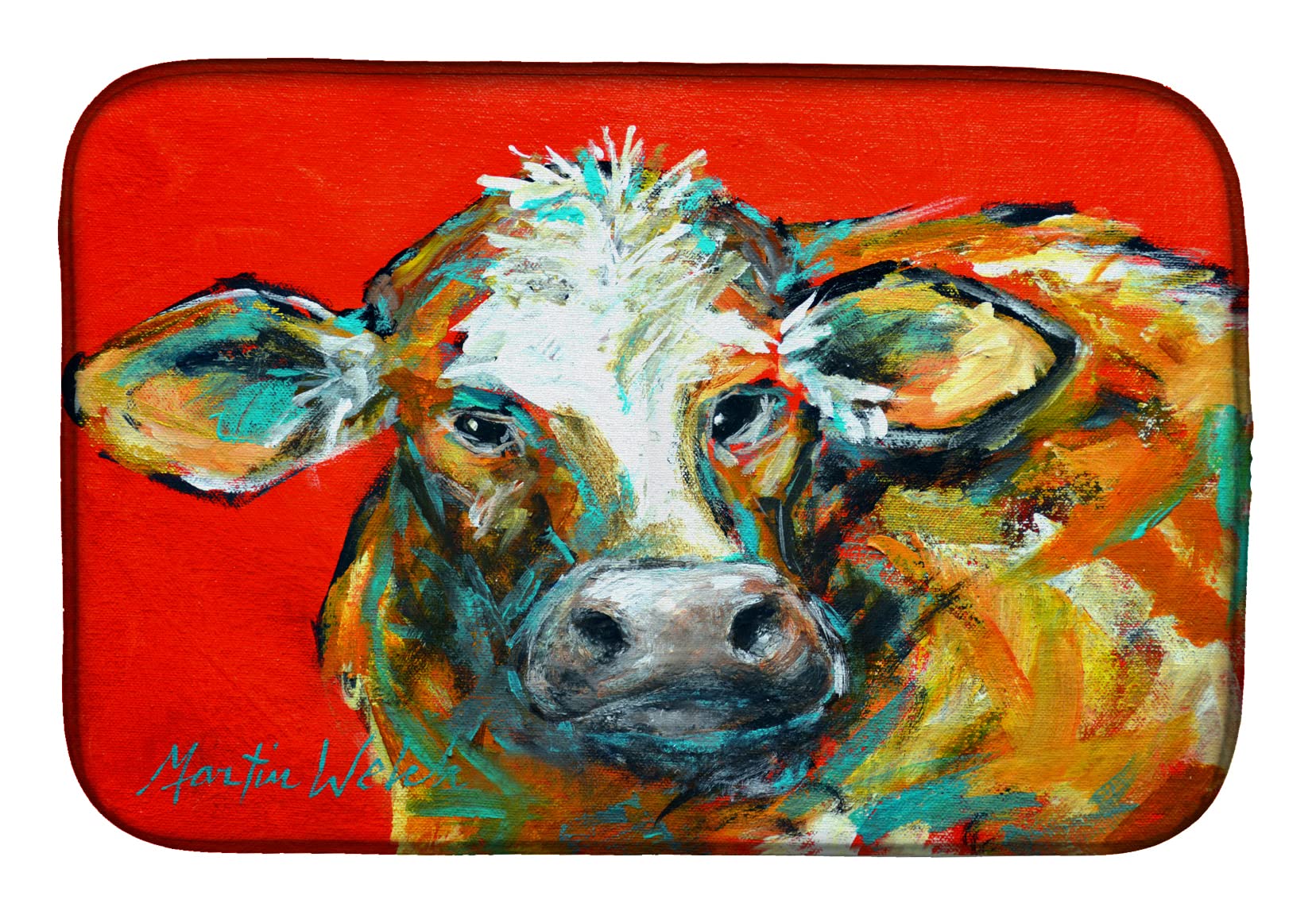 Absorbent Cow Dish Drying Mat 14x21