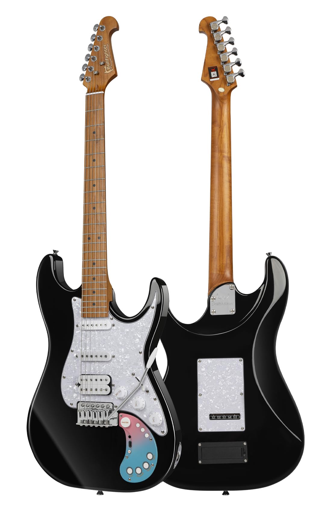 Smart Electric Guitar Kit D160SE with Effects System, SSH Pickup & Loop Drum Machine - Roasted Maple Fretboard All-in-One Performance Guitar for Beginners to Pros (Black) | Perfect for Live Shows, Studio Recording & Home Practice