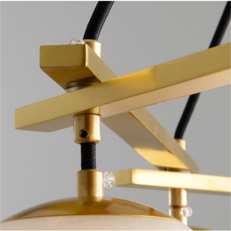 Modern Round Ball Chandelier - Alabaster Glass Ceiling Light Fixture for Dining Room, Living Room & Bedroom Lighting Decor
