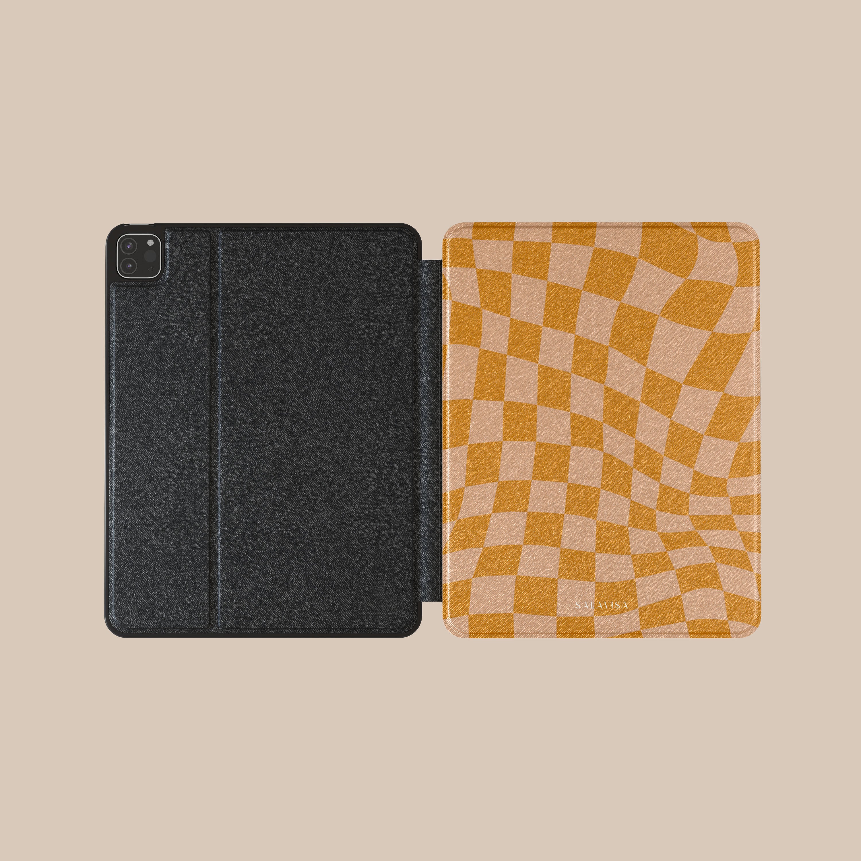 Stylish Orange Wave Checkered iPad Case - Durable Protective Cover for iPad Air/Pro (6th-10th Gen) - Perfect for Work, School & Travel Accessories
