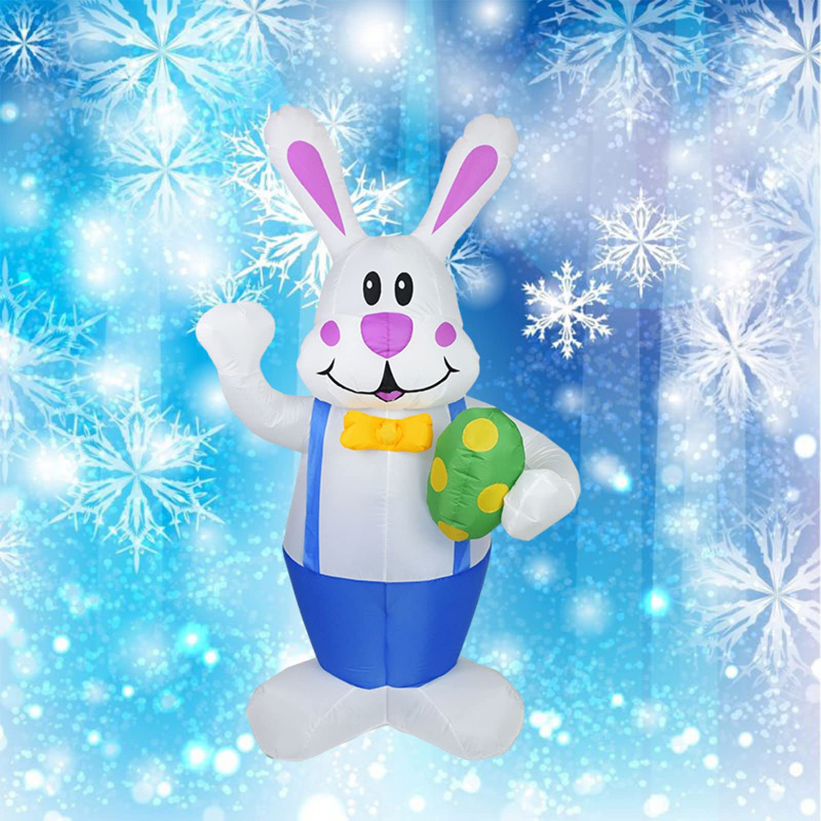6 Ft LED Easter Bunny Inflatable Yard Decoration - White & Pink Blow Up Bunny for Easter Outdoor Decor | Perfect for Front Lawn, Garden Party & Spring Festival Decorations