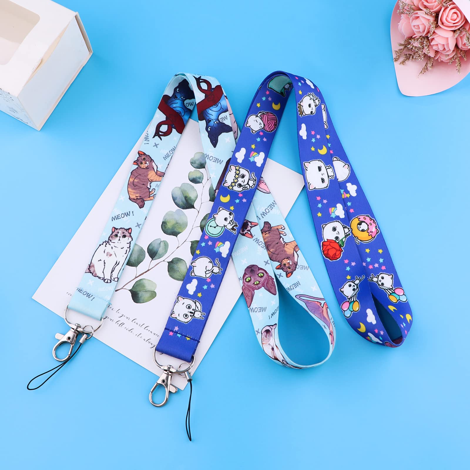 Cute Cat Keychain Lanyards for Women & Kids - 5pcs - School & Office Use