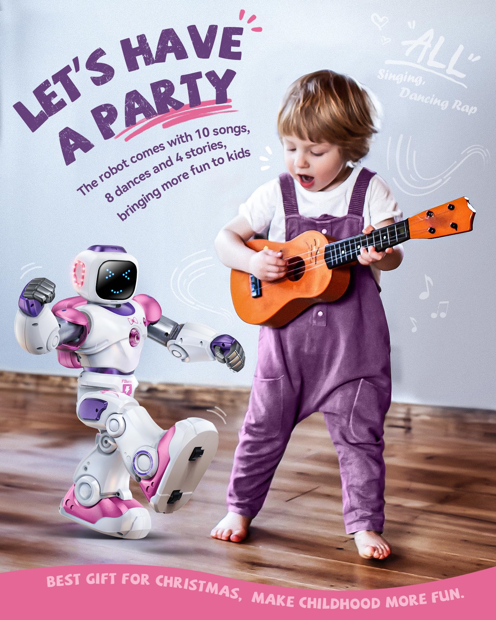 Ruko 1088 Smart STEM Programmable Robot Toy for Kids Ages 4-9 - Interactive RC Robot with Voice & App Control, Educational Gift for Boys & Girls (Pink) | STEM Learning, Birthday Gifts & Interactive Playtime